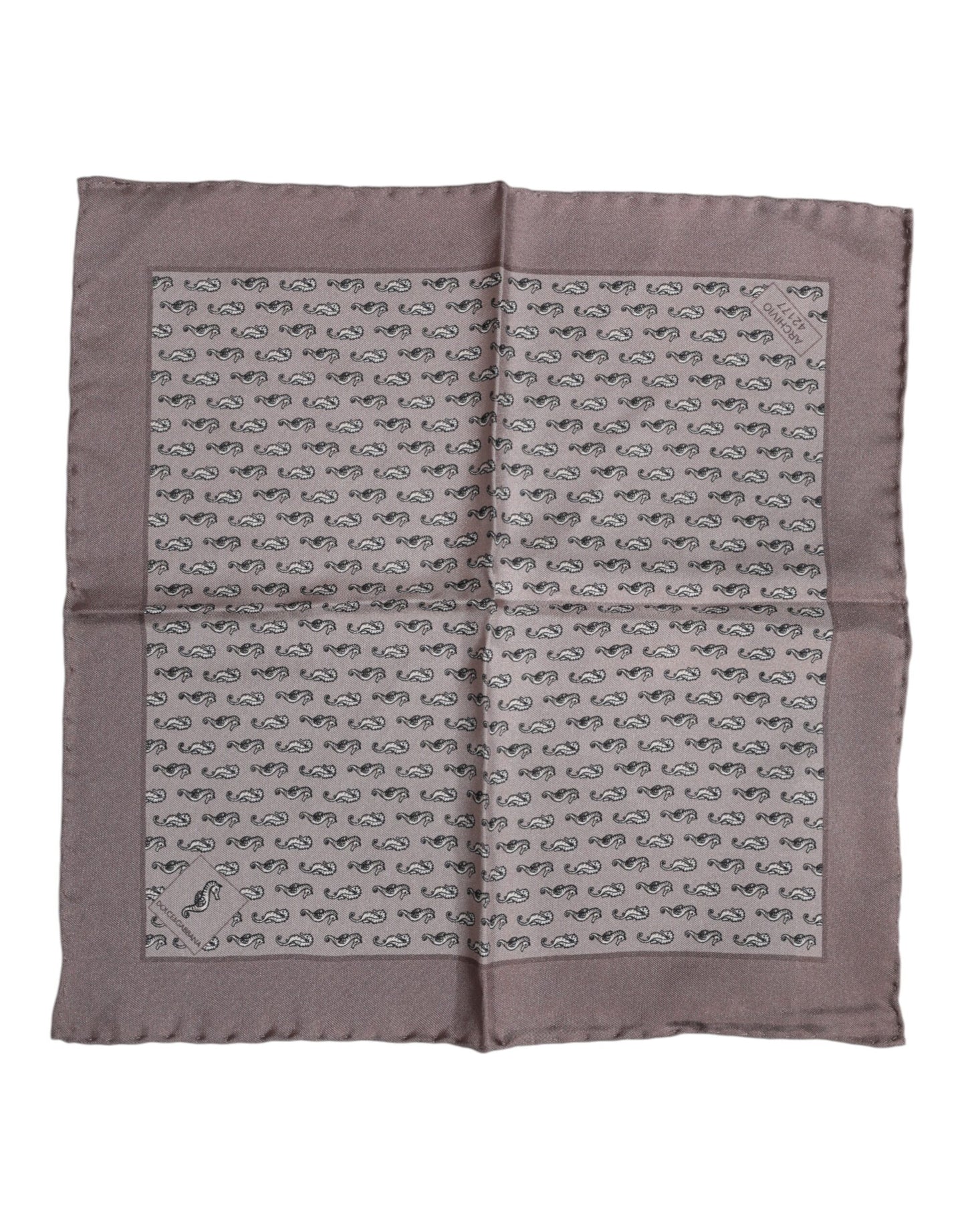 Dolce & Gabbana Brown Sea Horse Silk Square Foulard Scarf