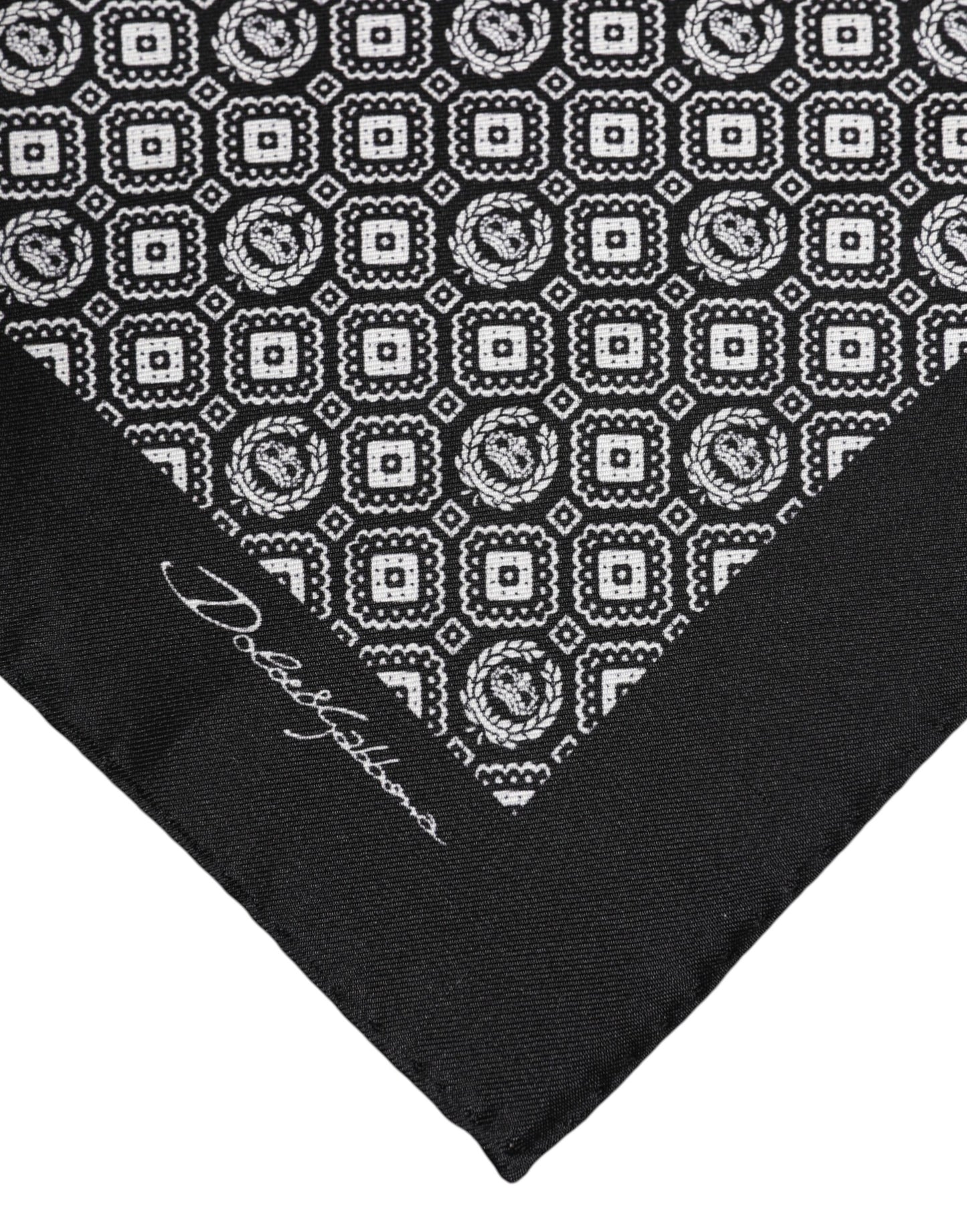 Dolce & Gabbana Black White Patterned Square Foulard Scarf