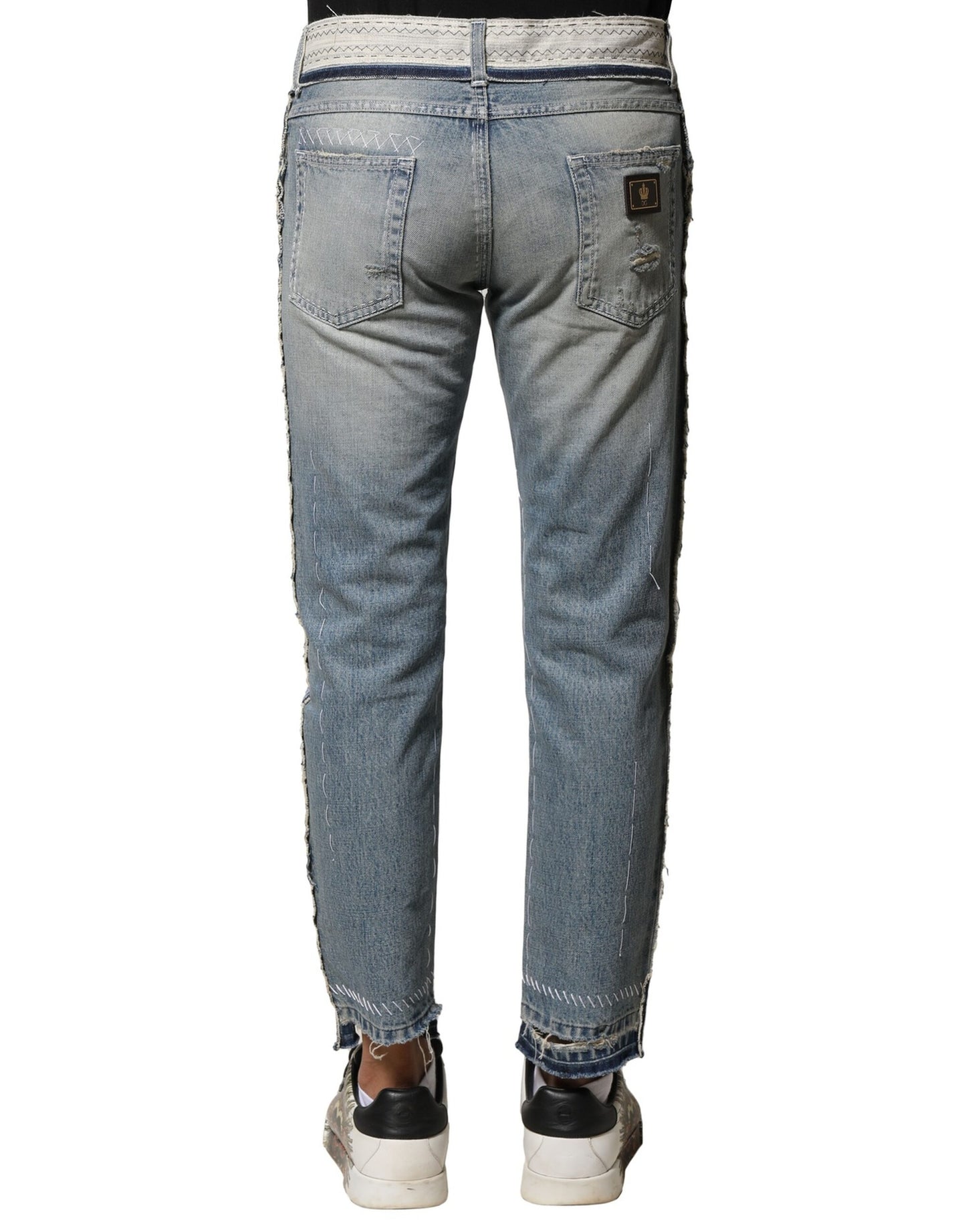 Dolce & Gabbana Light Blue Tattered Straight Men Denim Jeans