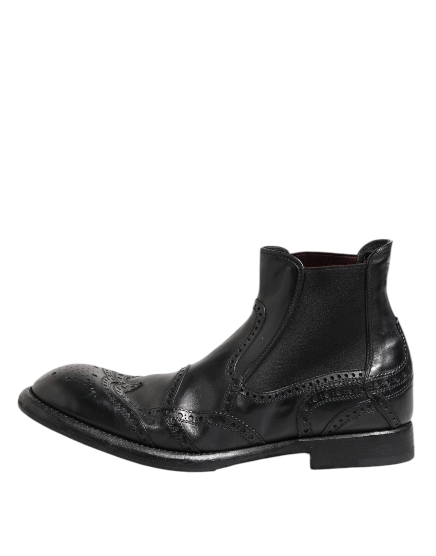 Dolce & Gabbana Black Leather Ankle Boots Slip On Shoes