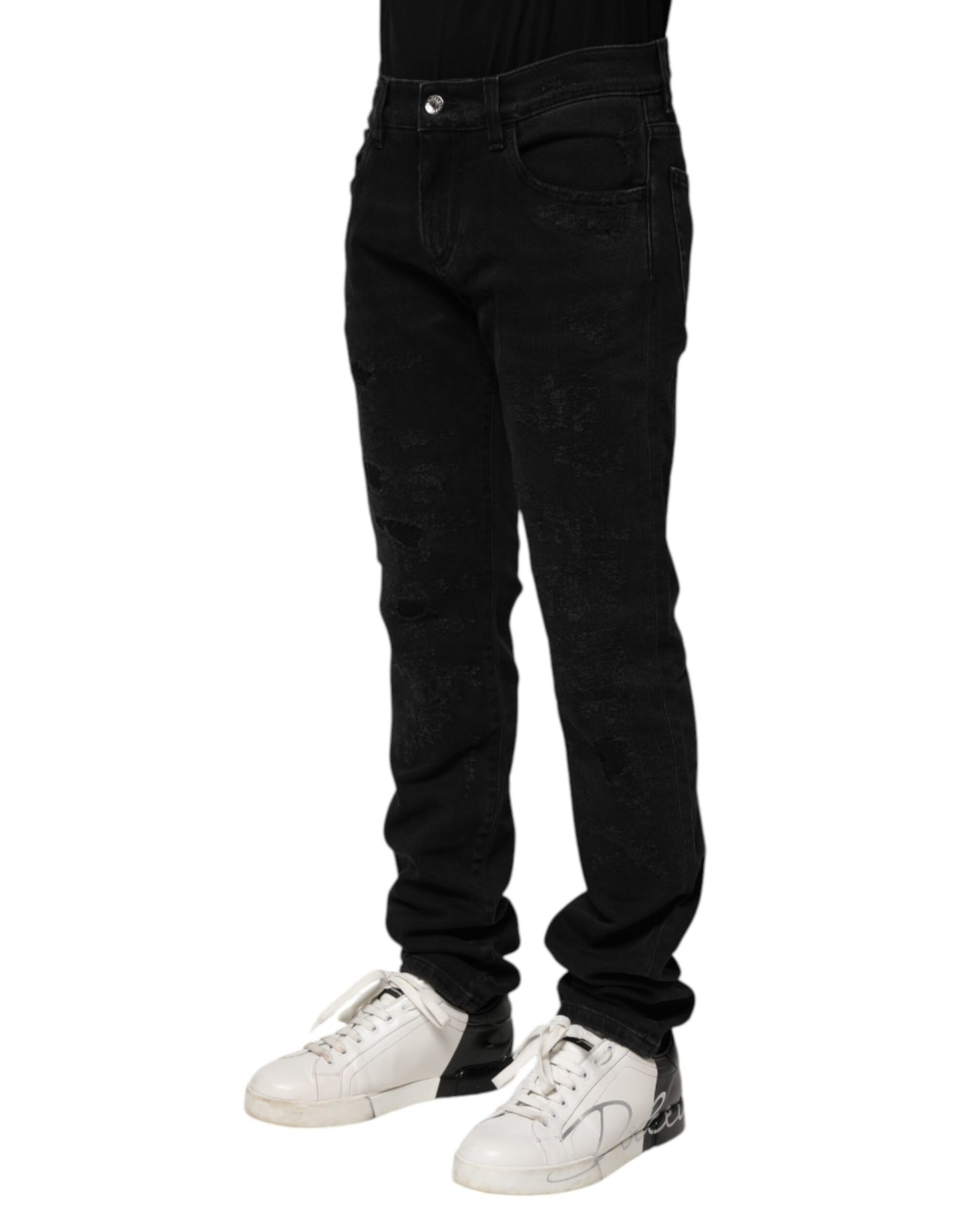 Dolce & Gabbana Black Cotton Skinny Men Denim Jeans