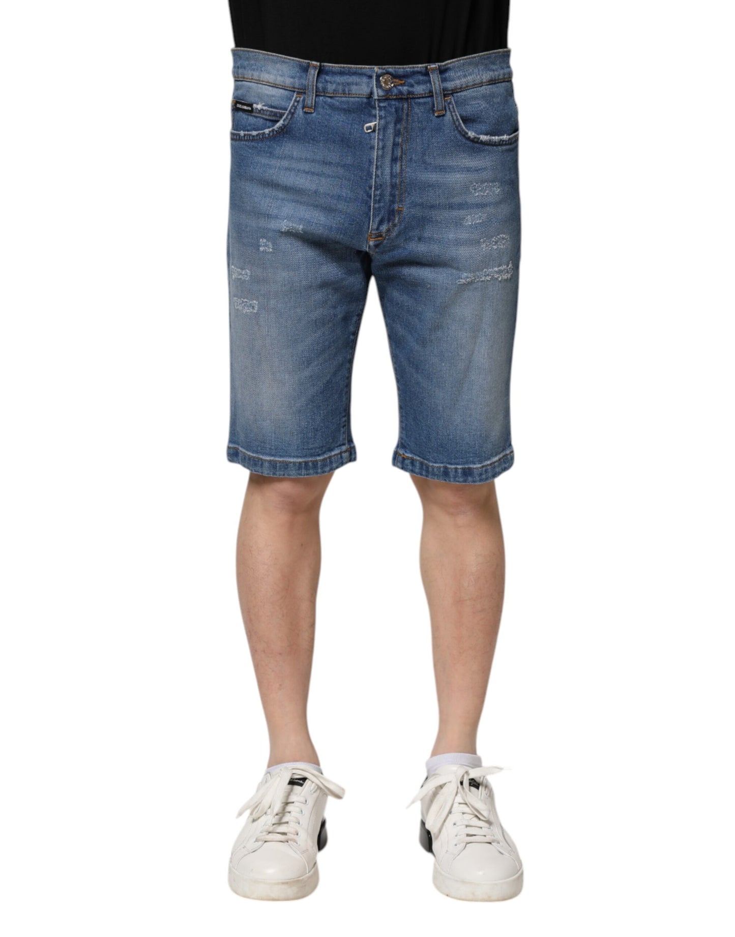 Dolce & Gabbana Blue Cotton Stretch Men Denim Bermuda Shorts