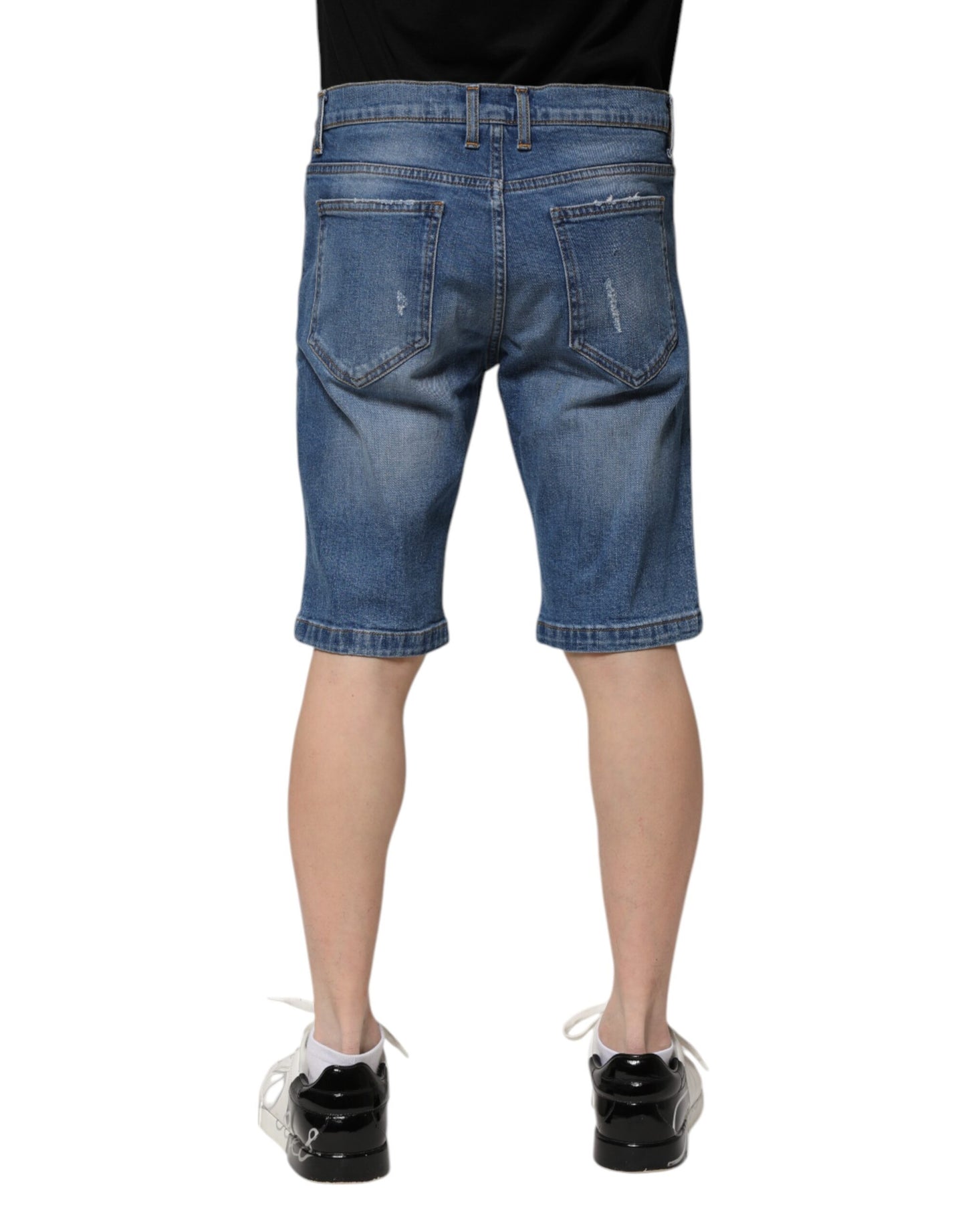 Dolce & Gabbana Blue Cotton Stretch Men Denim Bermuda Shorts