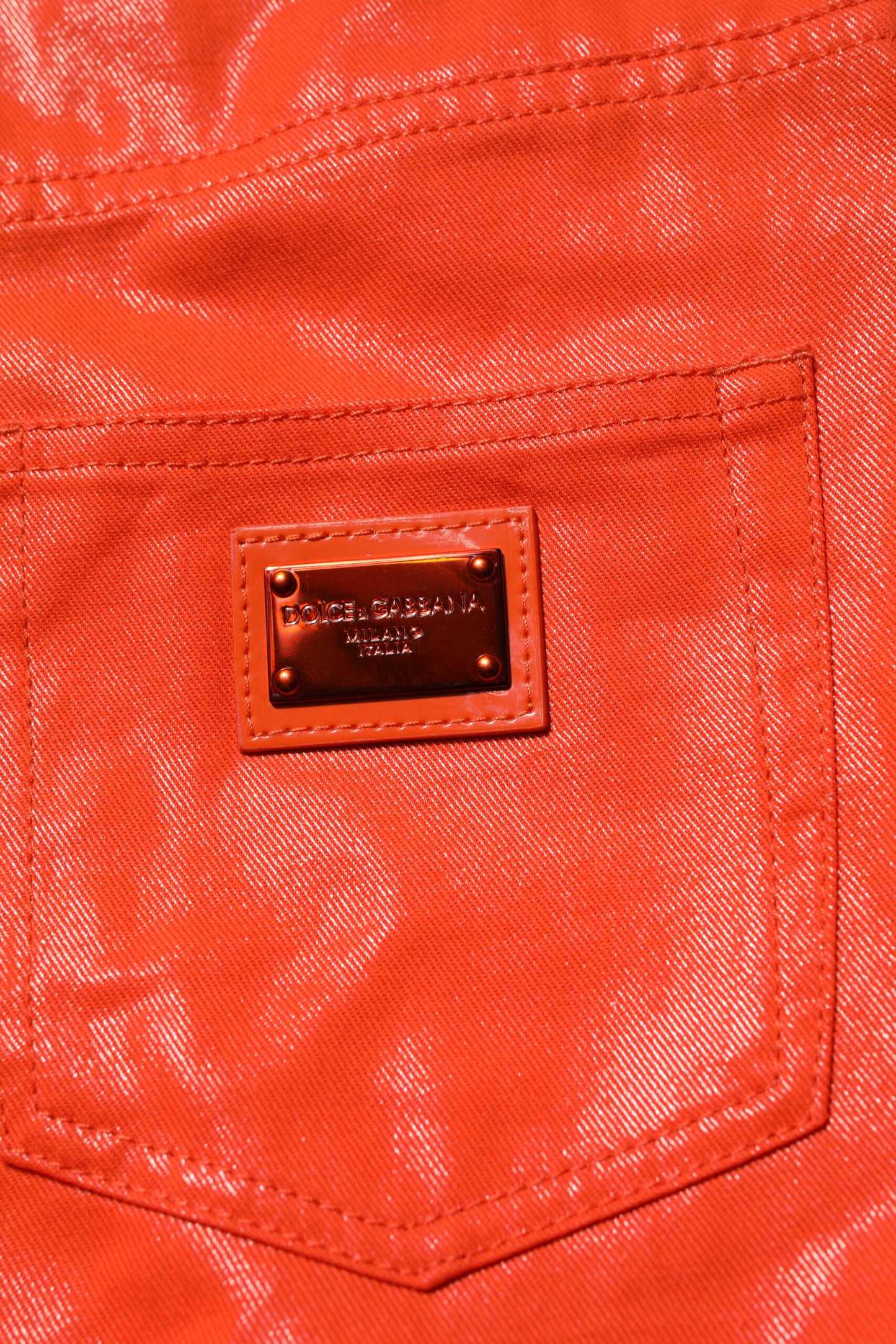 Dolce & Gabbana Orange Cotton High Waisted Denim Jeans