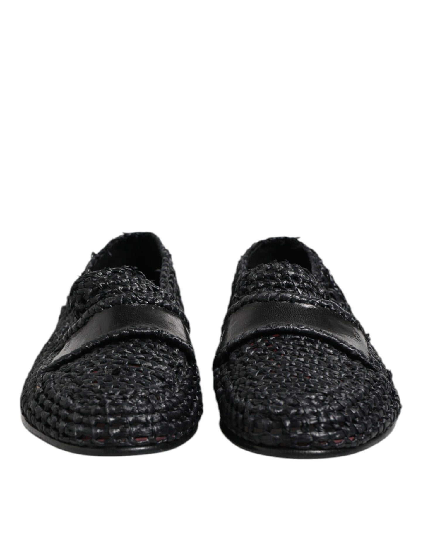 Dolce & Gabbana Black Woven Leather Slip On Loafers Men Shoes
