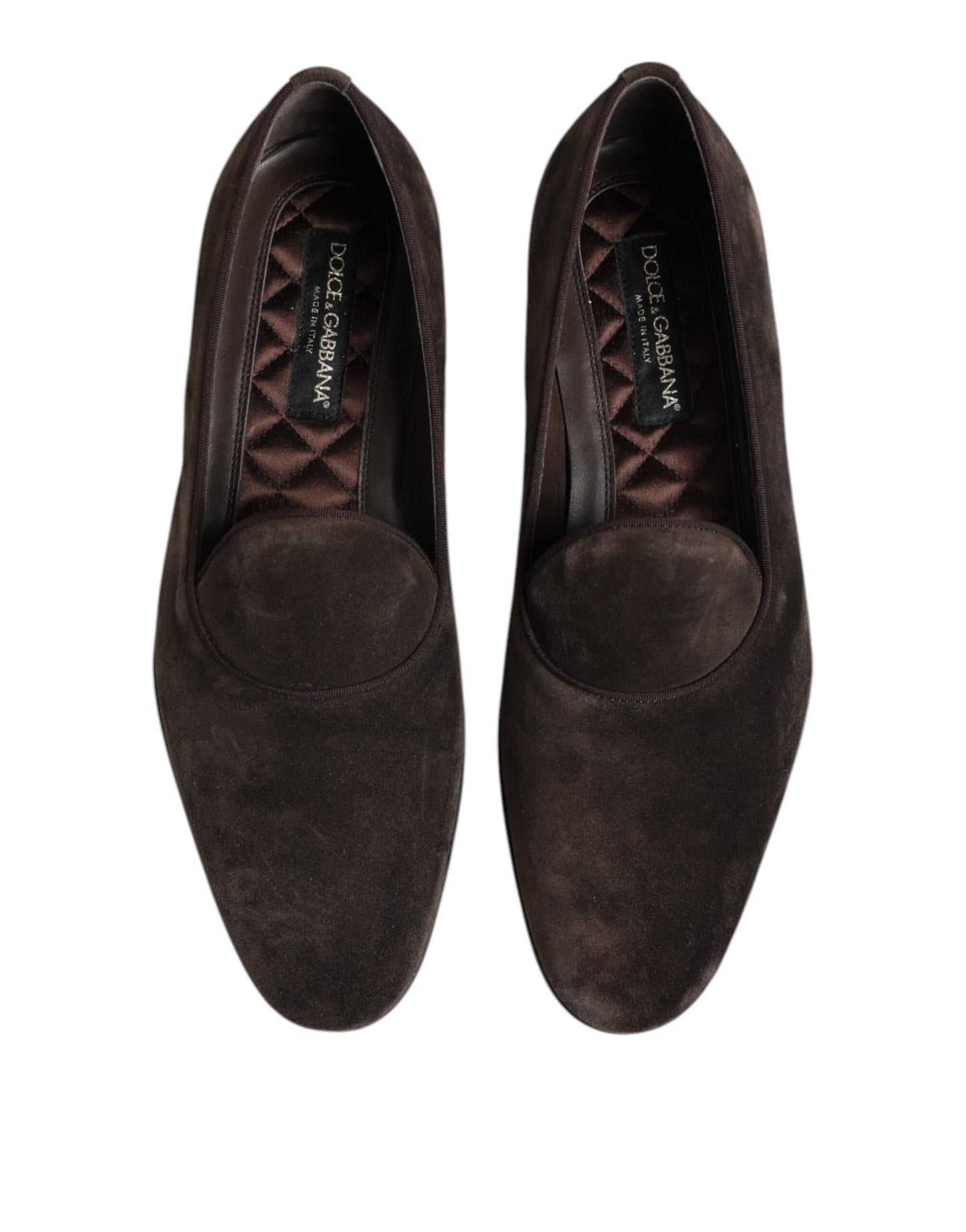 Dolce & Gabbana Brown Velvet Leather Slip On Loafers Shoes