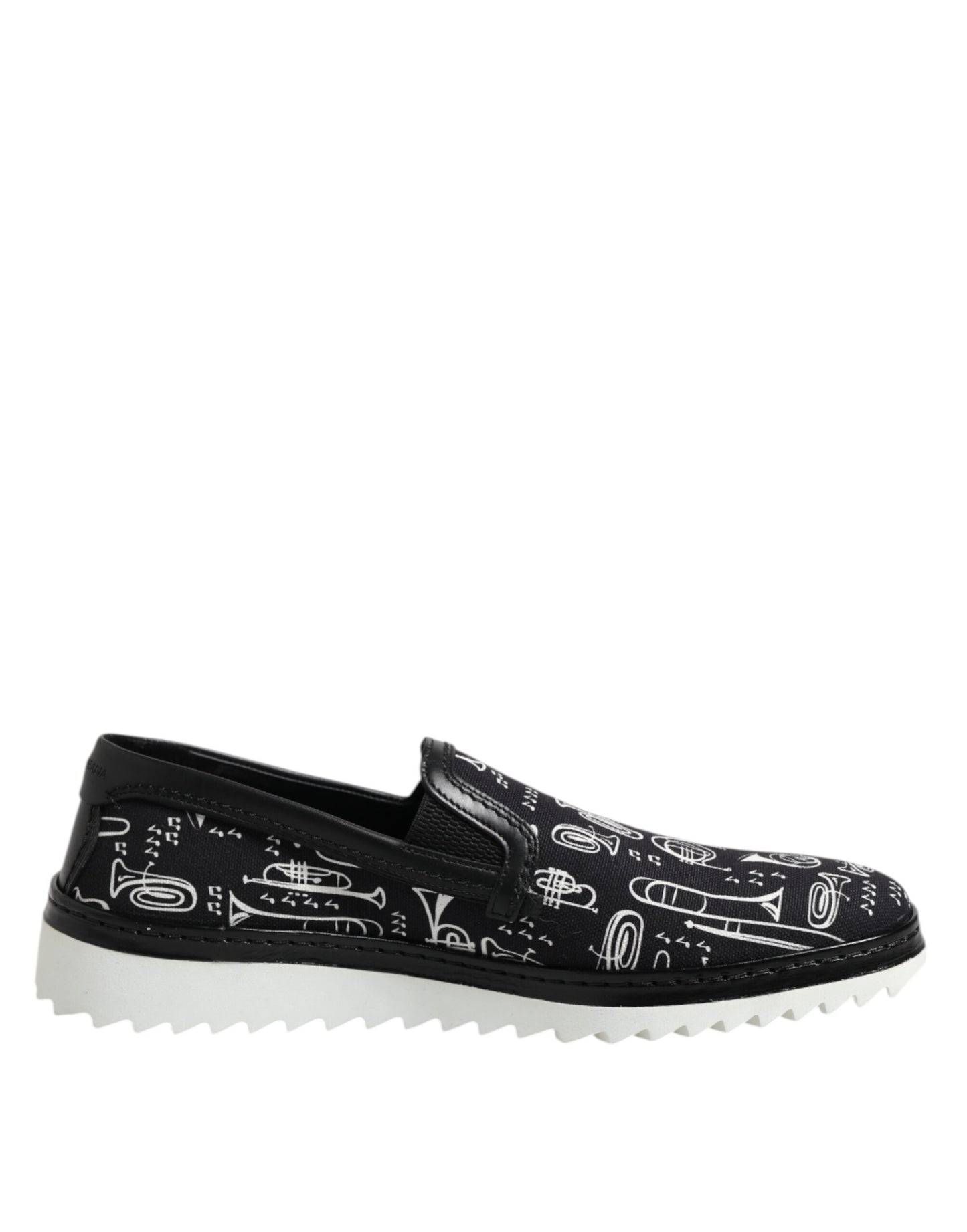 Dolce & Gabbana Black Slip On Printed Men Loafers Shoes