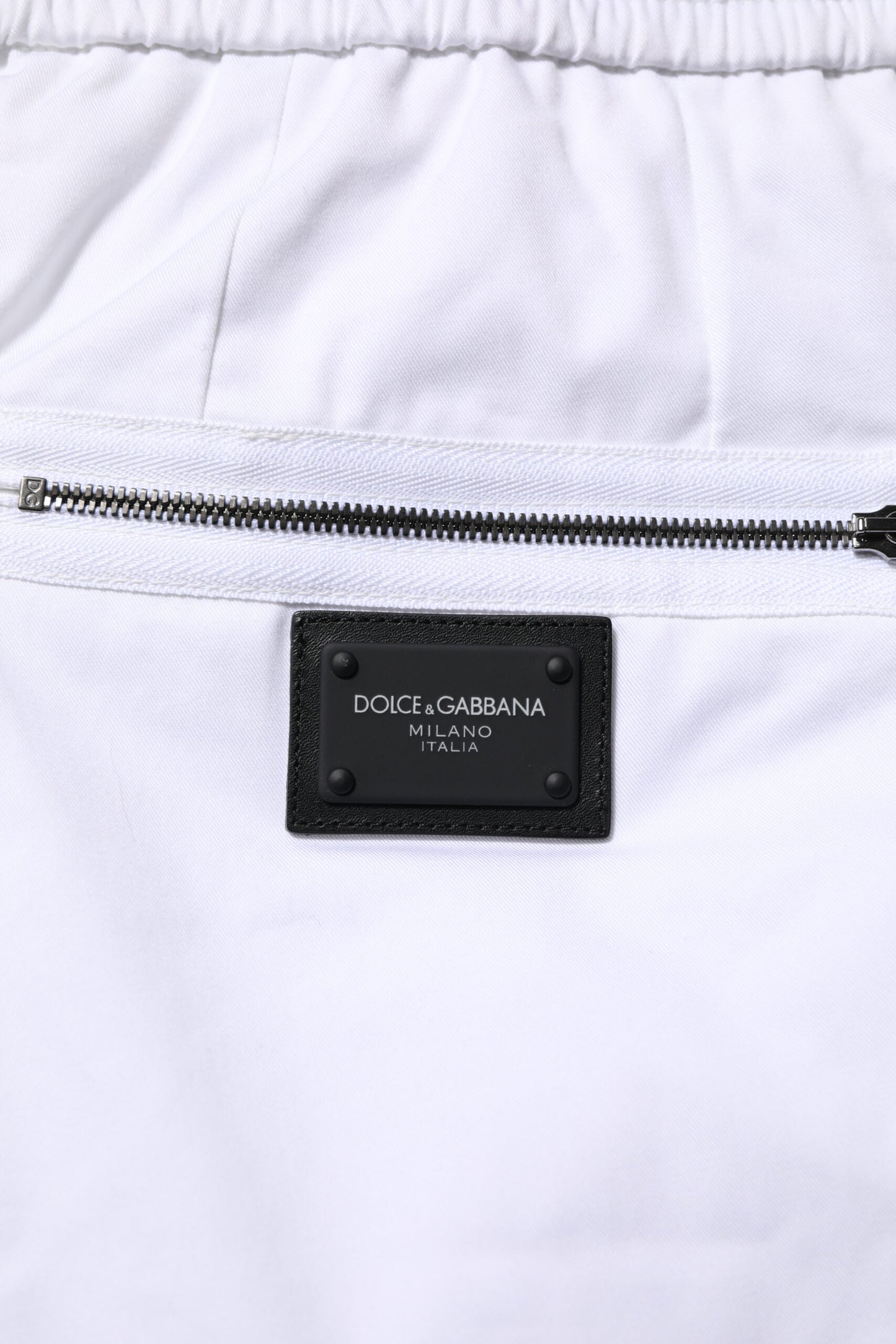 Dolce & Gabbana White Cotton Stretch Logo Men Jogger Pants