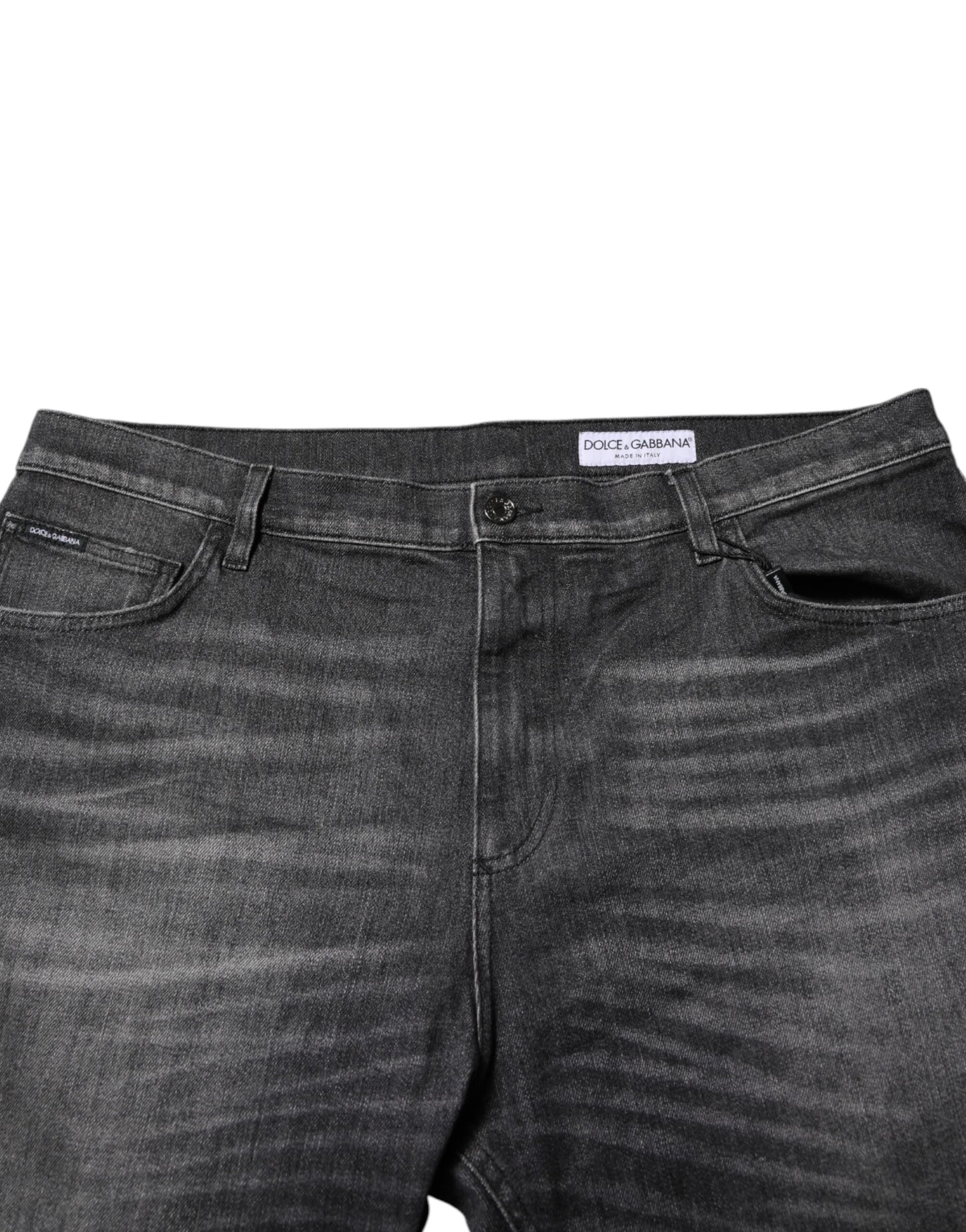 Dolce & Gabbana Gray Washed Cotton Loose Denim Jeans