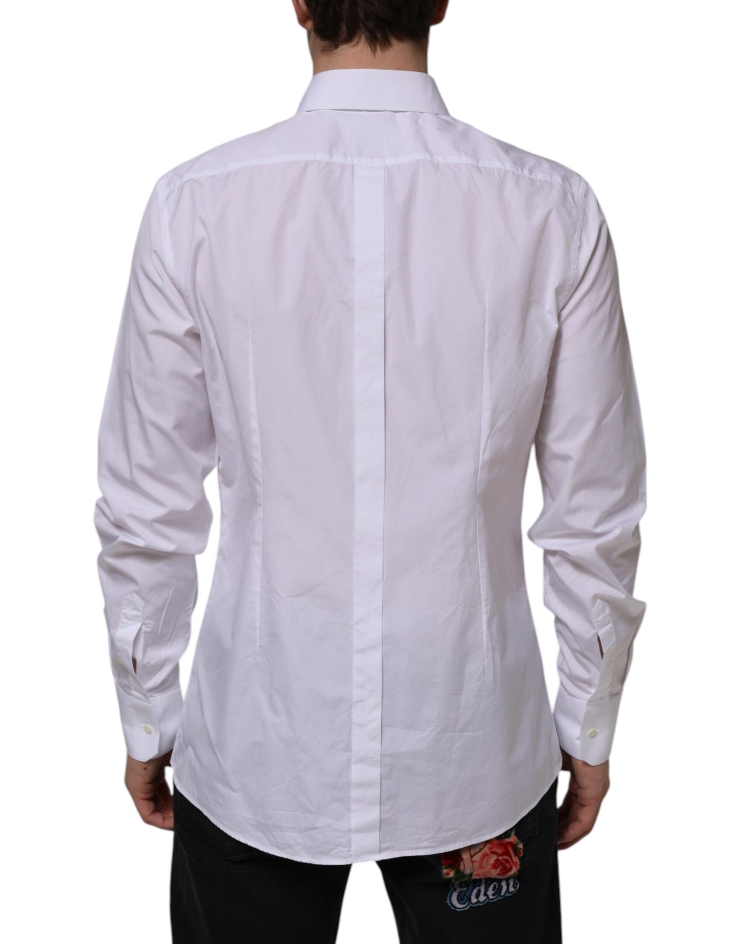 Dolce & Gabbana White Cotton GOLD Long Sleeves Formal Shirt