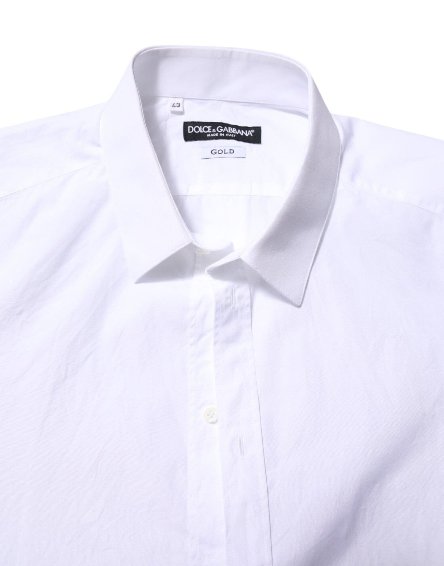 Dolce & Gabbana White Cotton GOLD Long Sleeves Formal Shirt