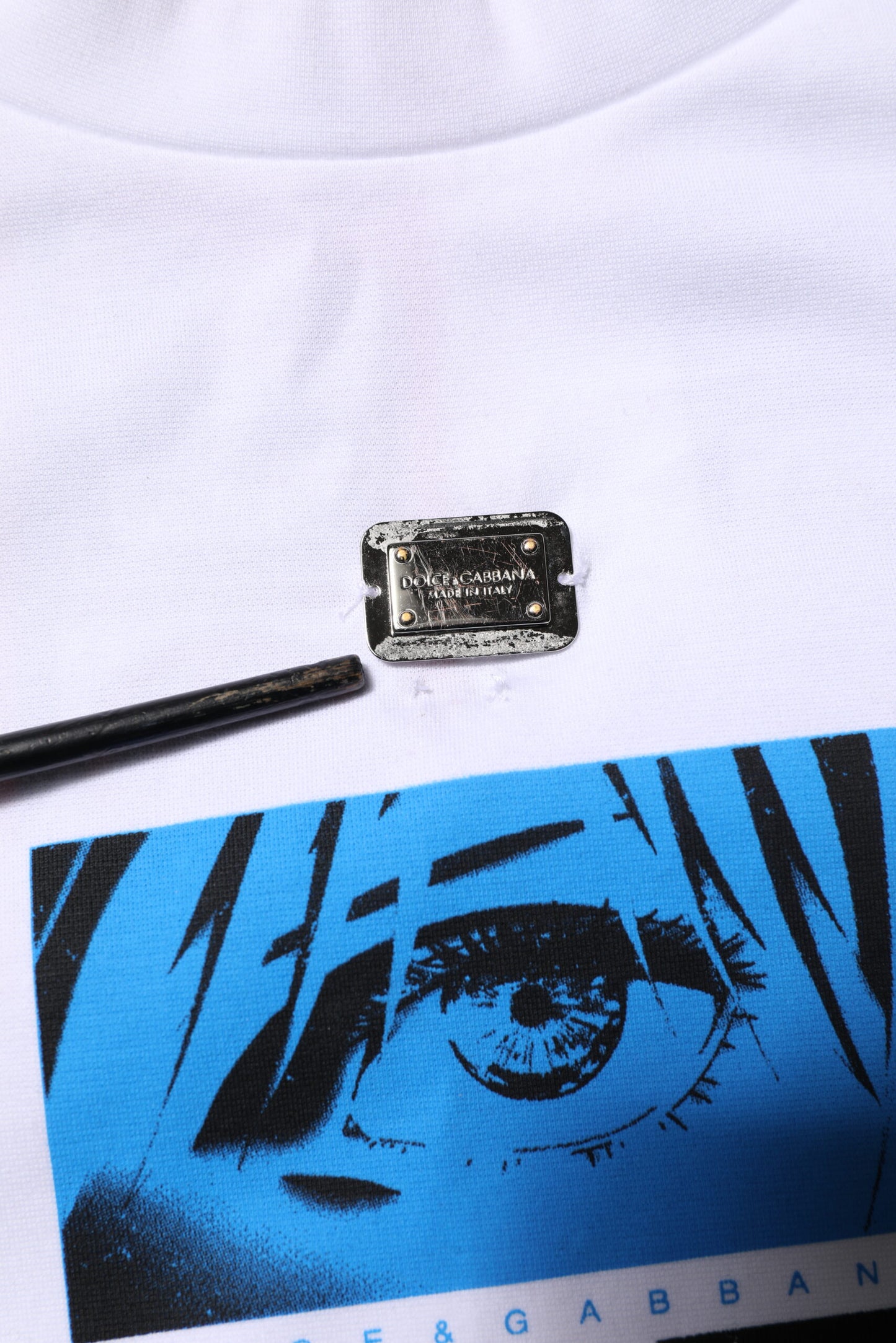 Dolce & Gabbana White Cotton Crew Neck Graphic Print T-shirt