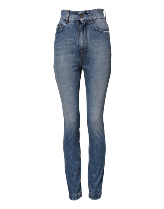 Dolce & Gabbana Blue Washed Skinny High Waist Denim Jeans