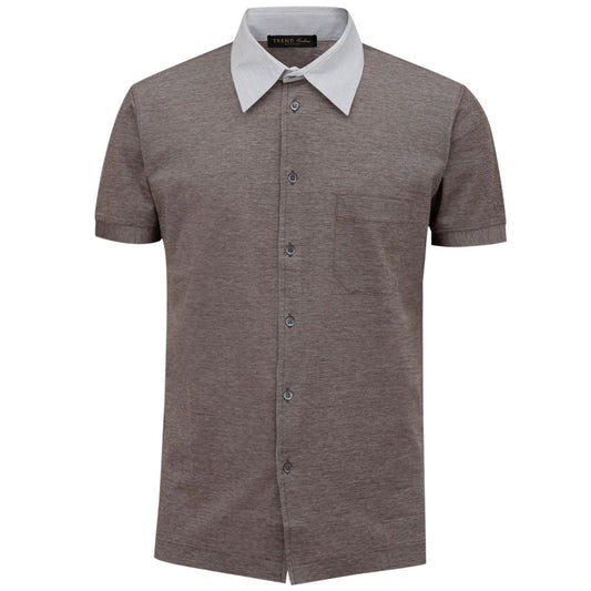 Corneliani Bicolor Cotton Shortsleeve Shirt