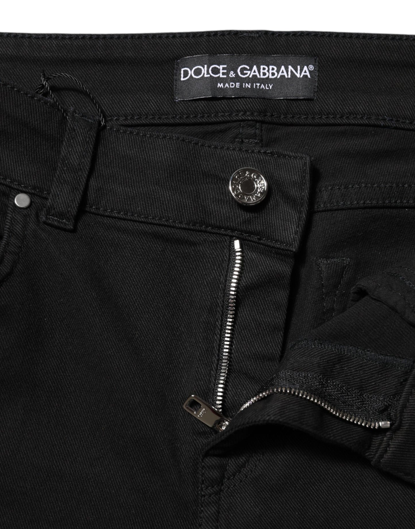 Dolce & Gabbana Black Cotton Skinny Mid Waist Denim Jeans