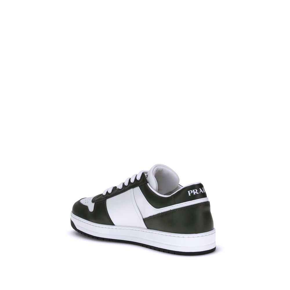 Prada Black Calf Leather Bos Taurus Low Top Sneakers