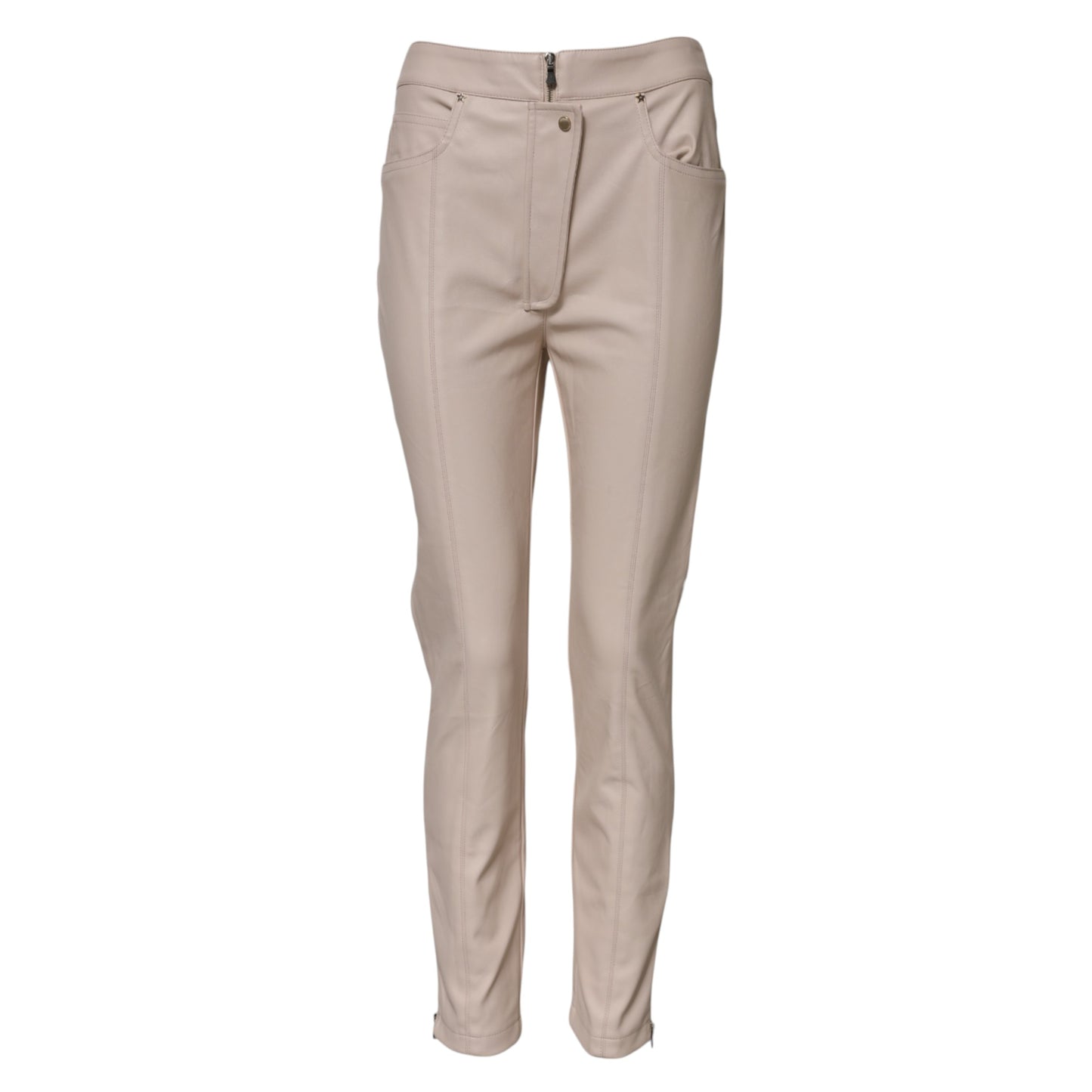 Elisabetta Franchi Beige High Waist Tapered Pants