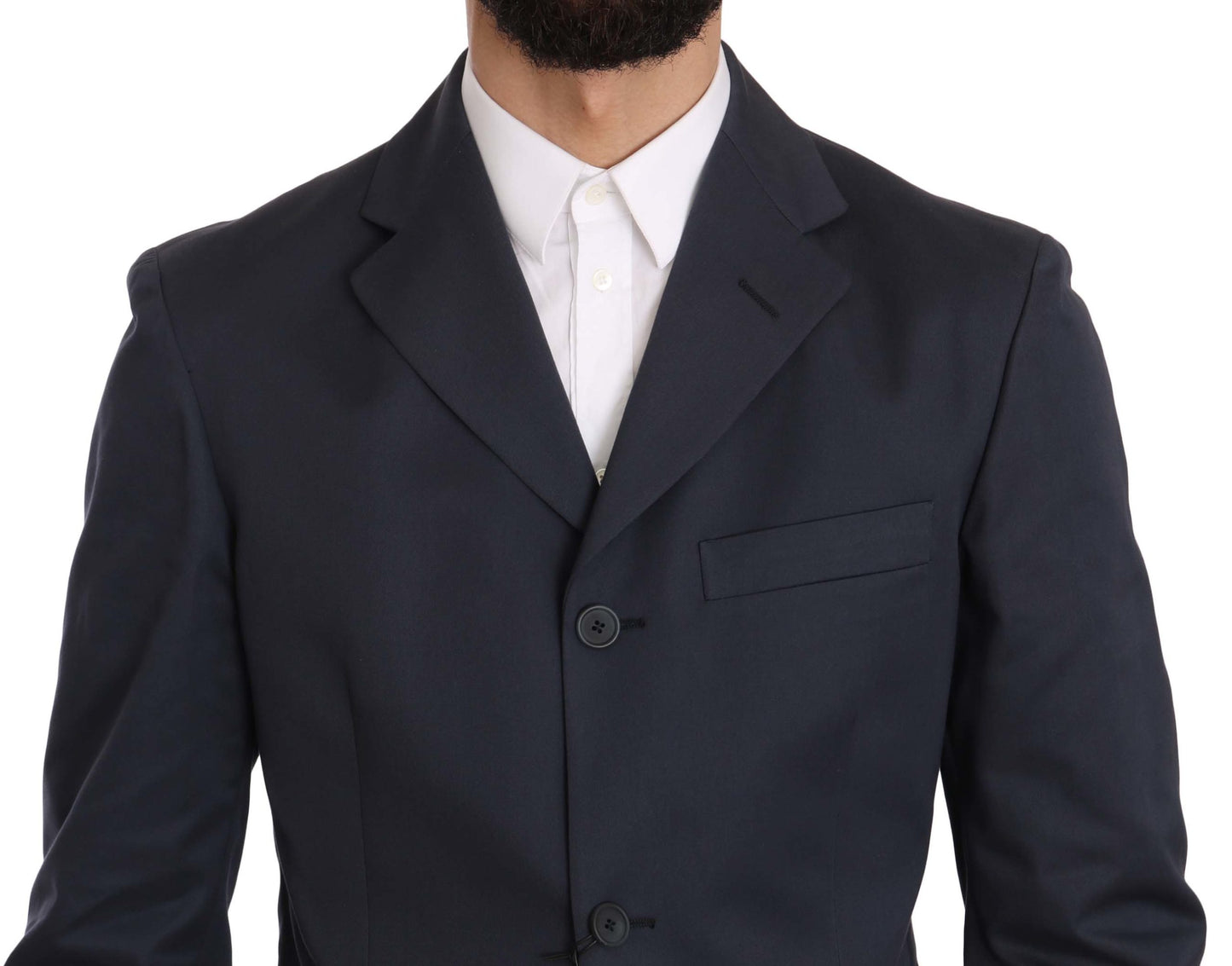 Romeo Gigli Two Piece 3 Button Cotton Blue Solid Suit