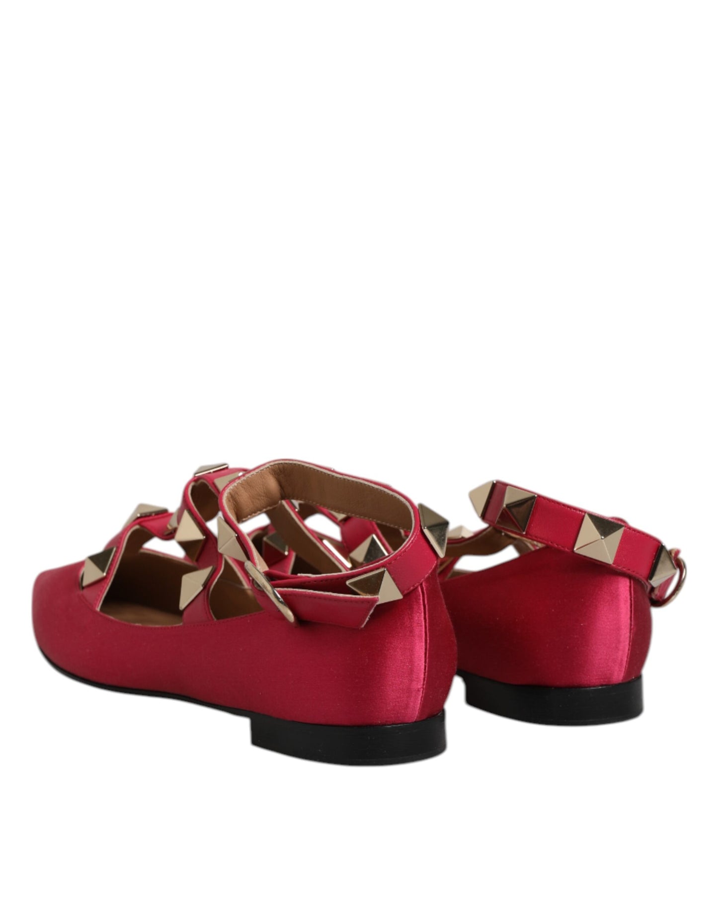 Prosperine Red Gold Studded Pointed Toe Ballet Flats Shoes