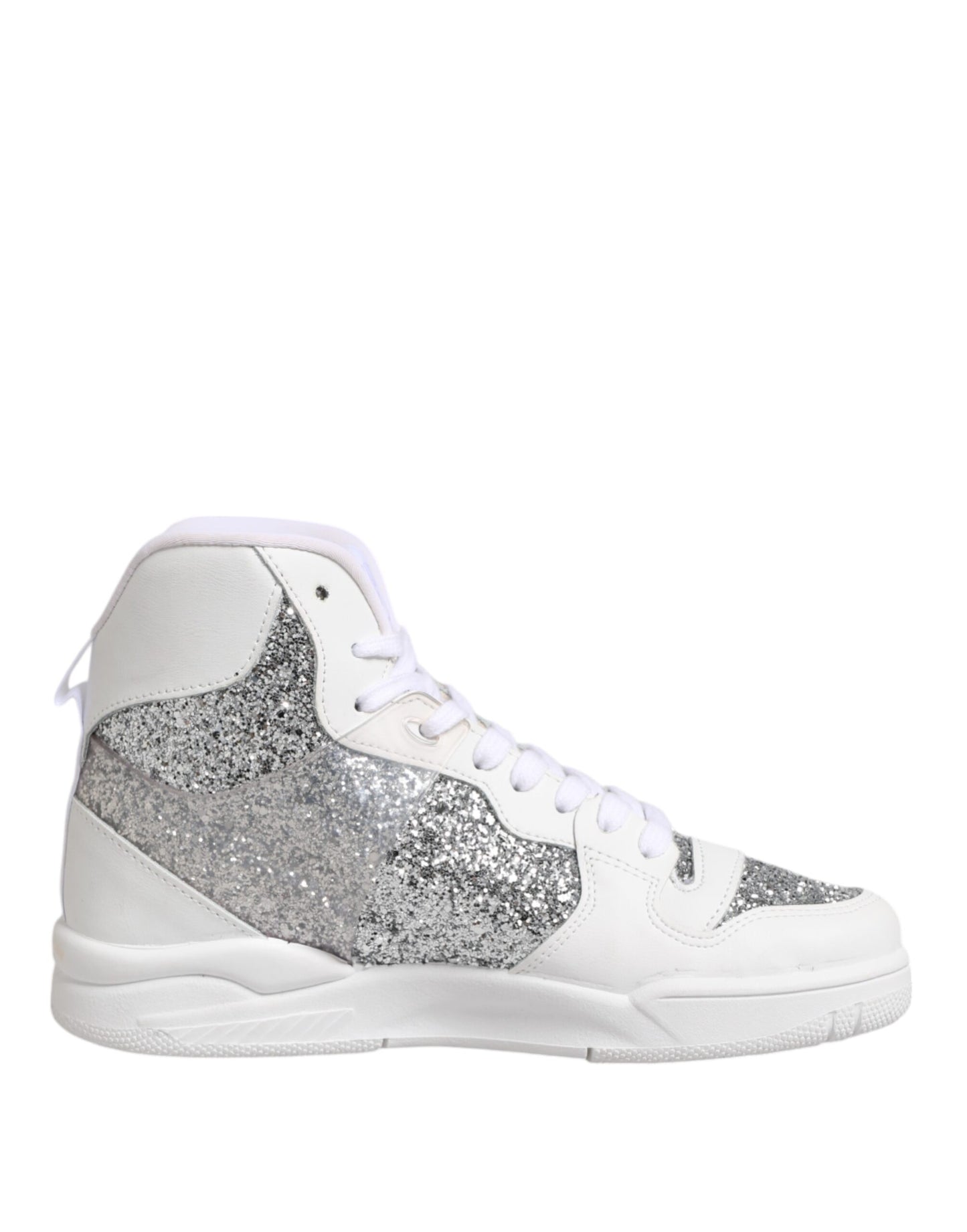 Chiara Ferragni White Silver High Top Women Sneakers Shoes