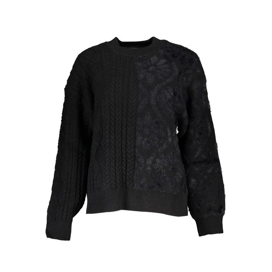 Desigual Black Cotton Women Sweater with Turtleneck