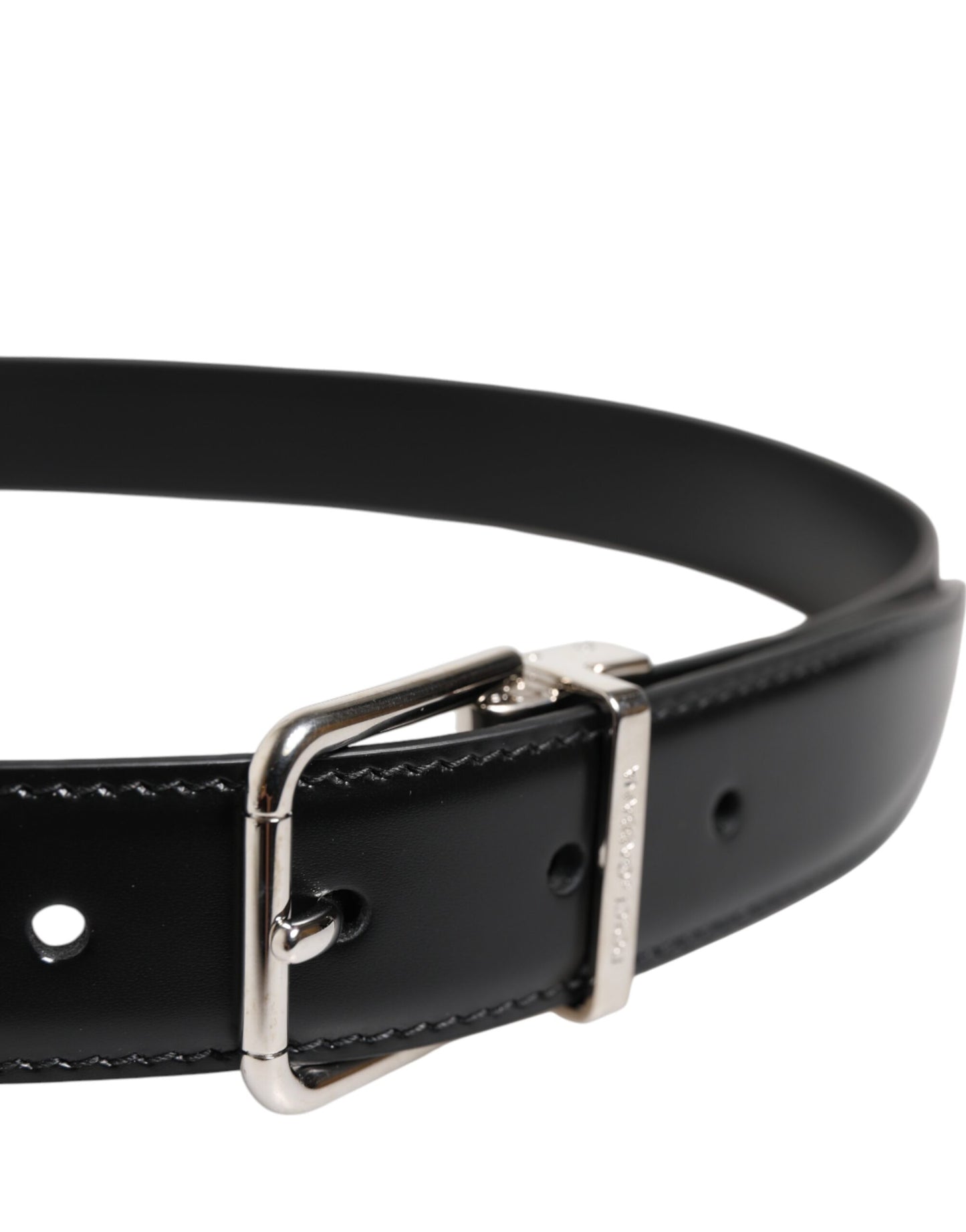 Dolce & Gabbana Black Classic Leather Metal Buckle Belt