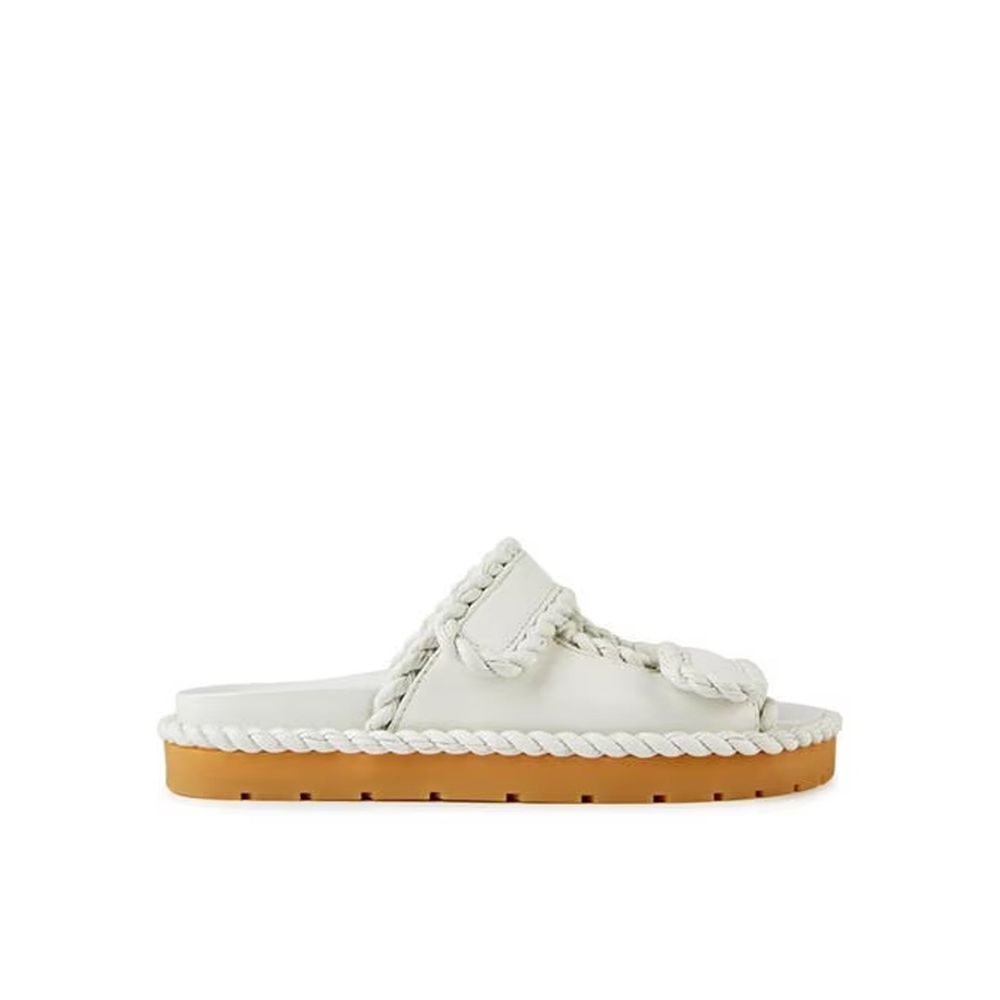 Bottega Veneta White Lamb Leather Flat Sandals