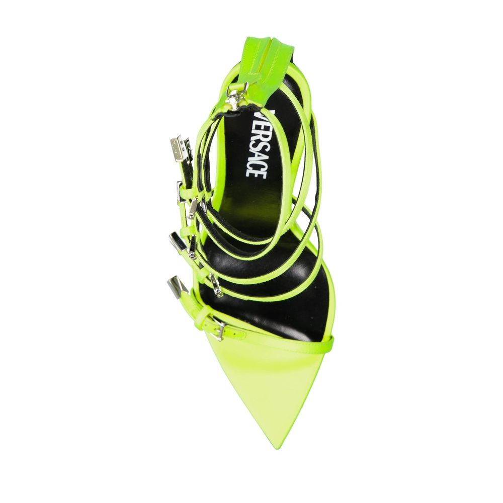 Versace Yellow Silk Stiletto Heel Sandals