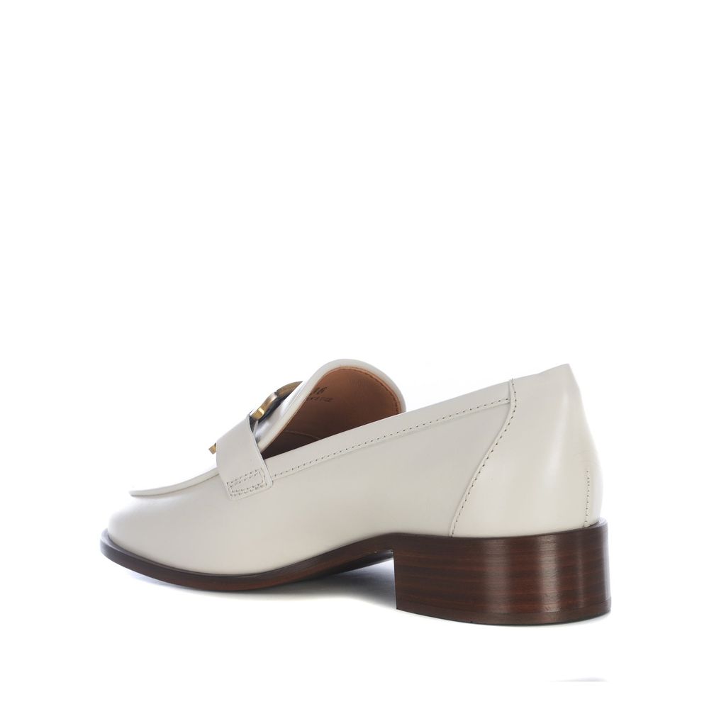 Tod's White Calfskin Slip-On Loafers