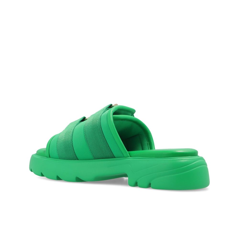 Bottega Veneta Green Nylon Slides