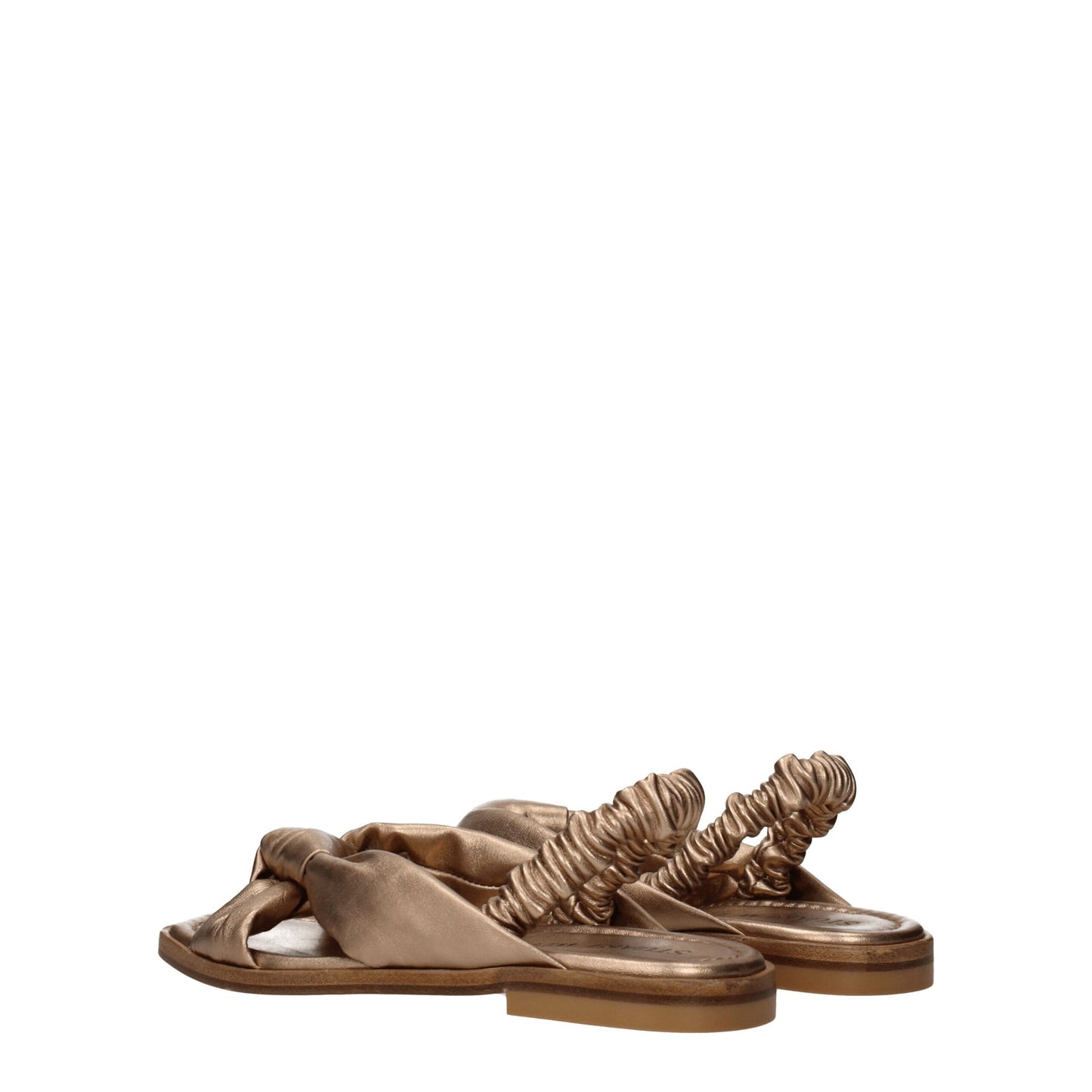 Stuart Weitzman Gold Leather Flat Sandals