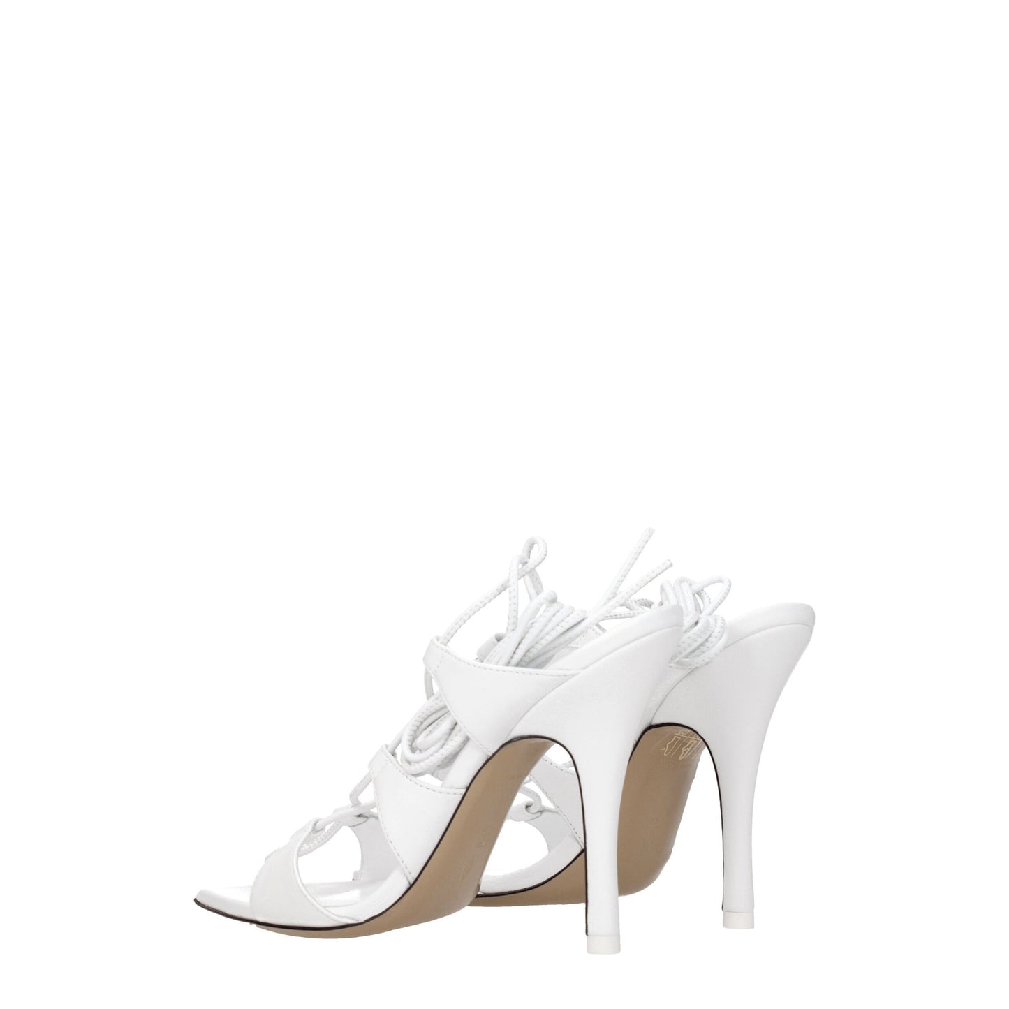 The Attico White Leather Stiletto Heel Sandals
