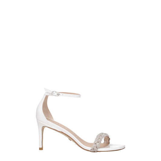 Stuart Weitzman White Leather Stiletto Heel Sandals