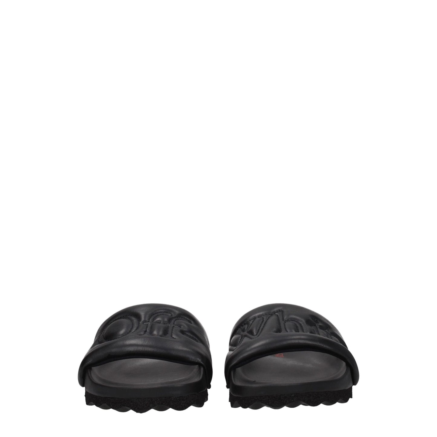 Off-White Black Leather Slippers