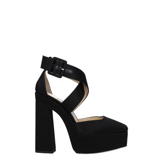 Jimmy Choo Black Satin Platform Sandals