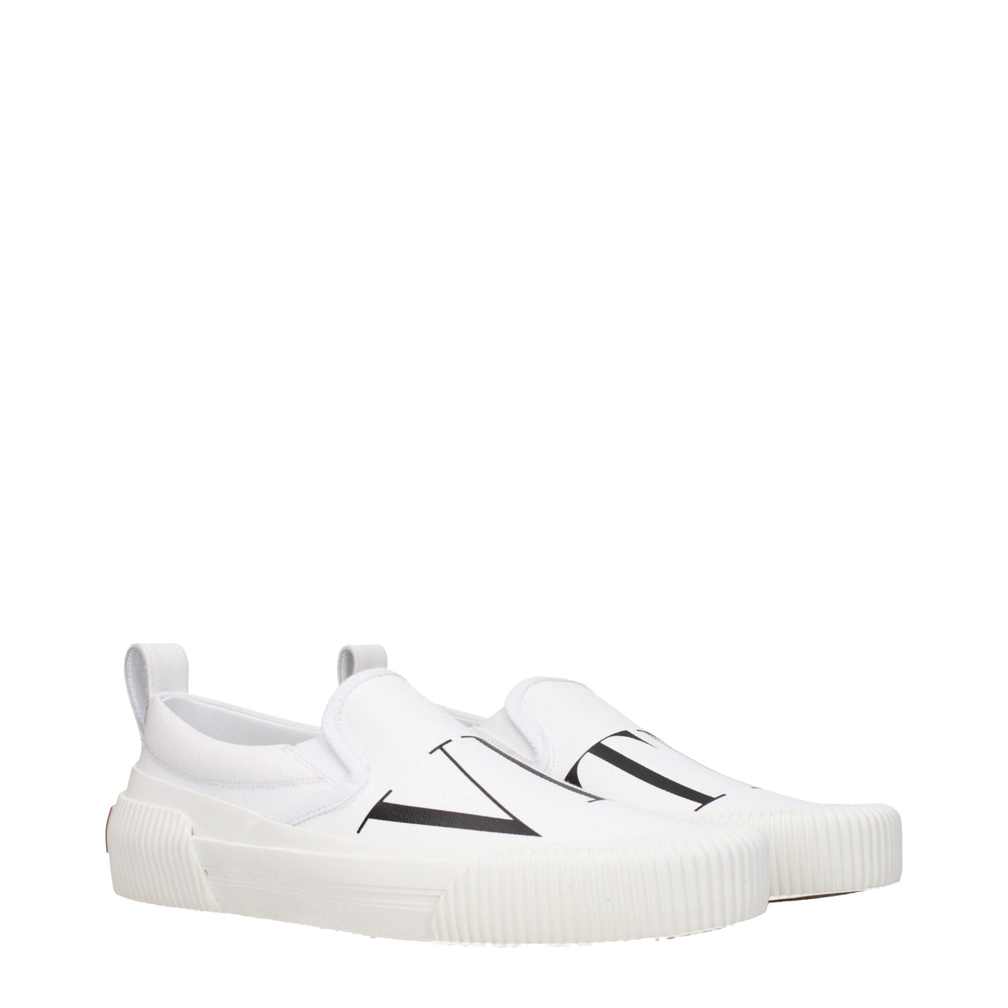 Valentino Garavani White Fabric Slip-On Loafers