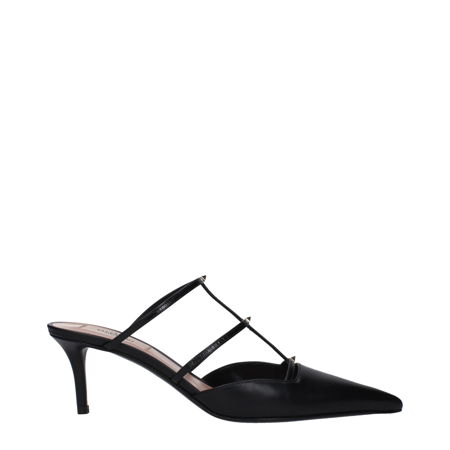 Valentino Garavani Black Leather Flat Sandals
