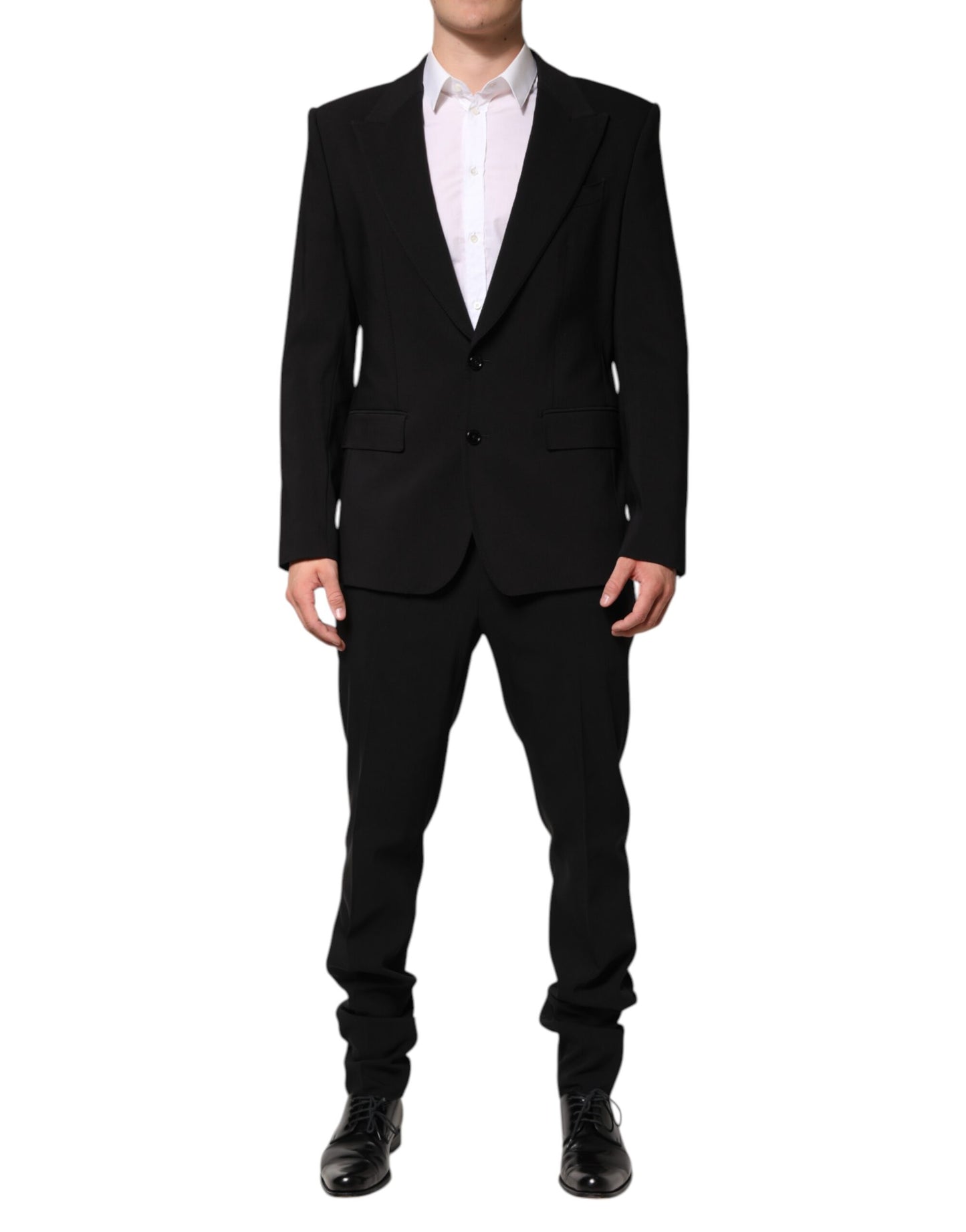 Dolce & Gabbana Black Cotton Single Breasted 2 Piece Suit