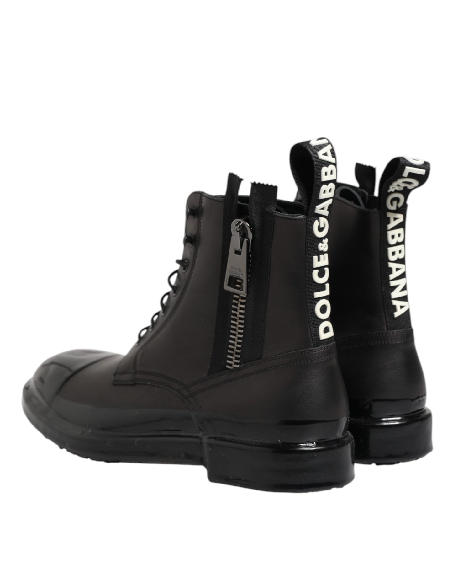 Dolce & Gabbana Brown Black Lace Up Mid Calf Men Boots Shoes