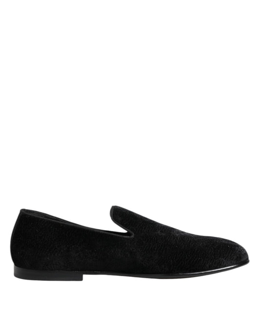 Dolce & Gabbana Black Jacquard Loafers Formal Men Dress Shoes