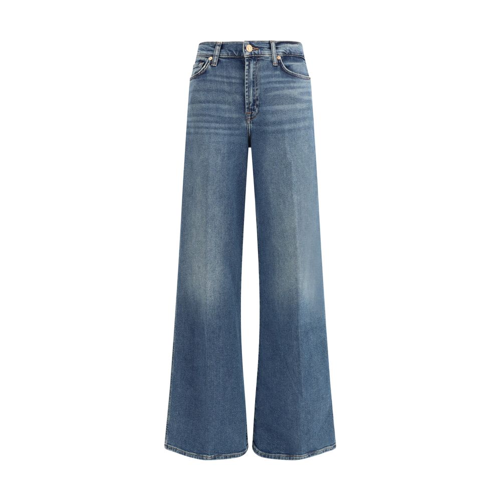 7FOR Blue Cotton Flared Jeans