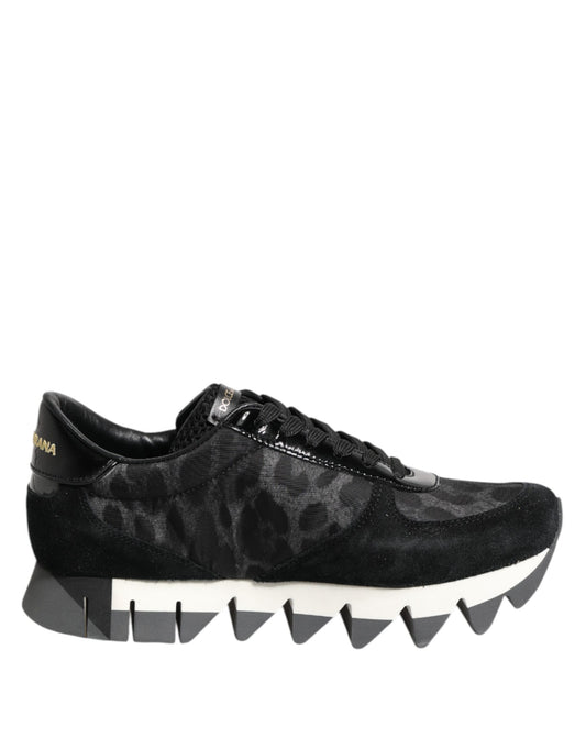 Dolce & Gabbana Black Gray Leopard Low Top Sneakers Shoes
