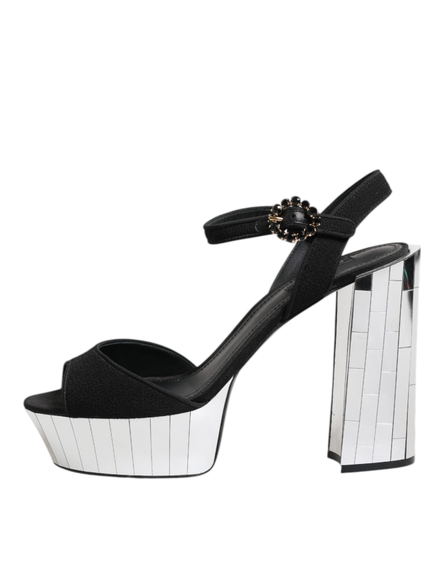Dolce & Gabbana Black Crystal Ankle Strap Keira Sandal Shoes