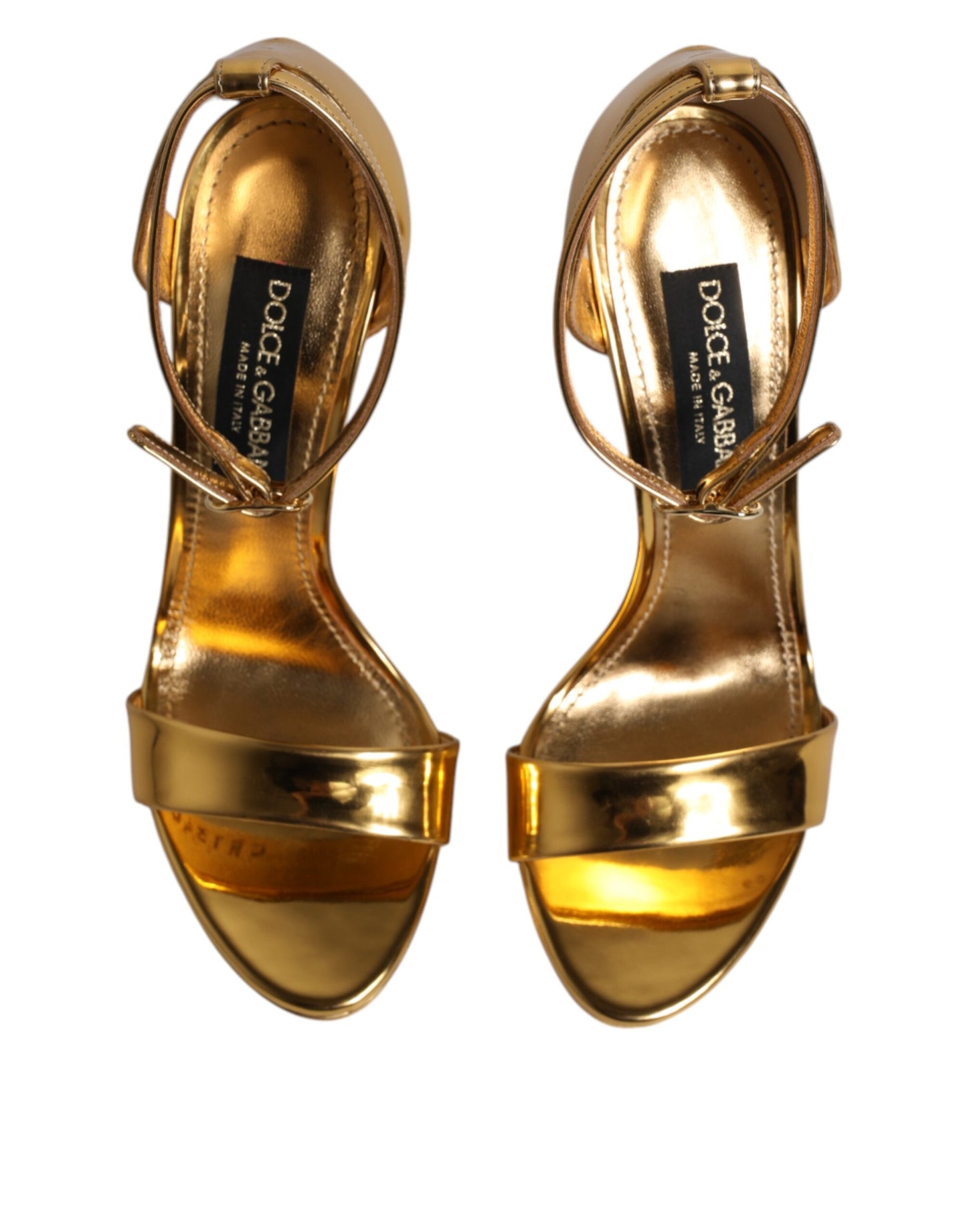 Dolce & Gabbana Gold Leather Platform Keira Sandals Shoes
