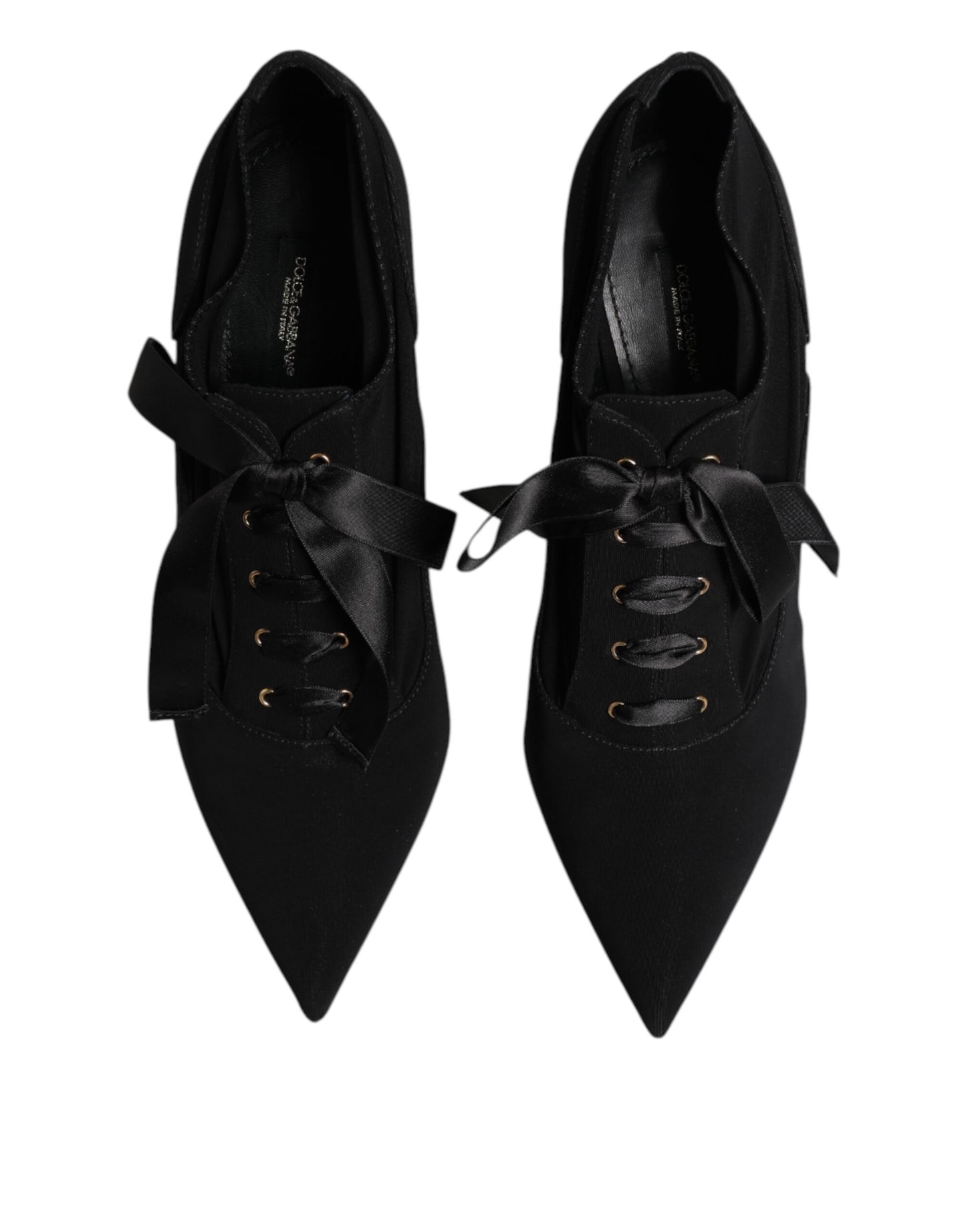 Dolce & Gabbana Black Lace Up Stiletto Heels Pumps Shoes