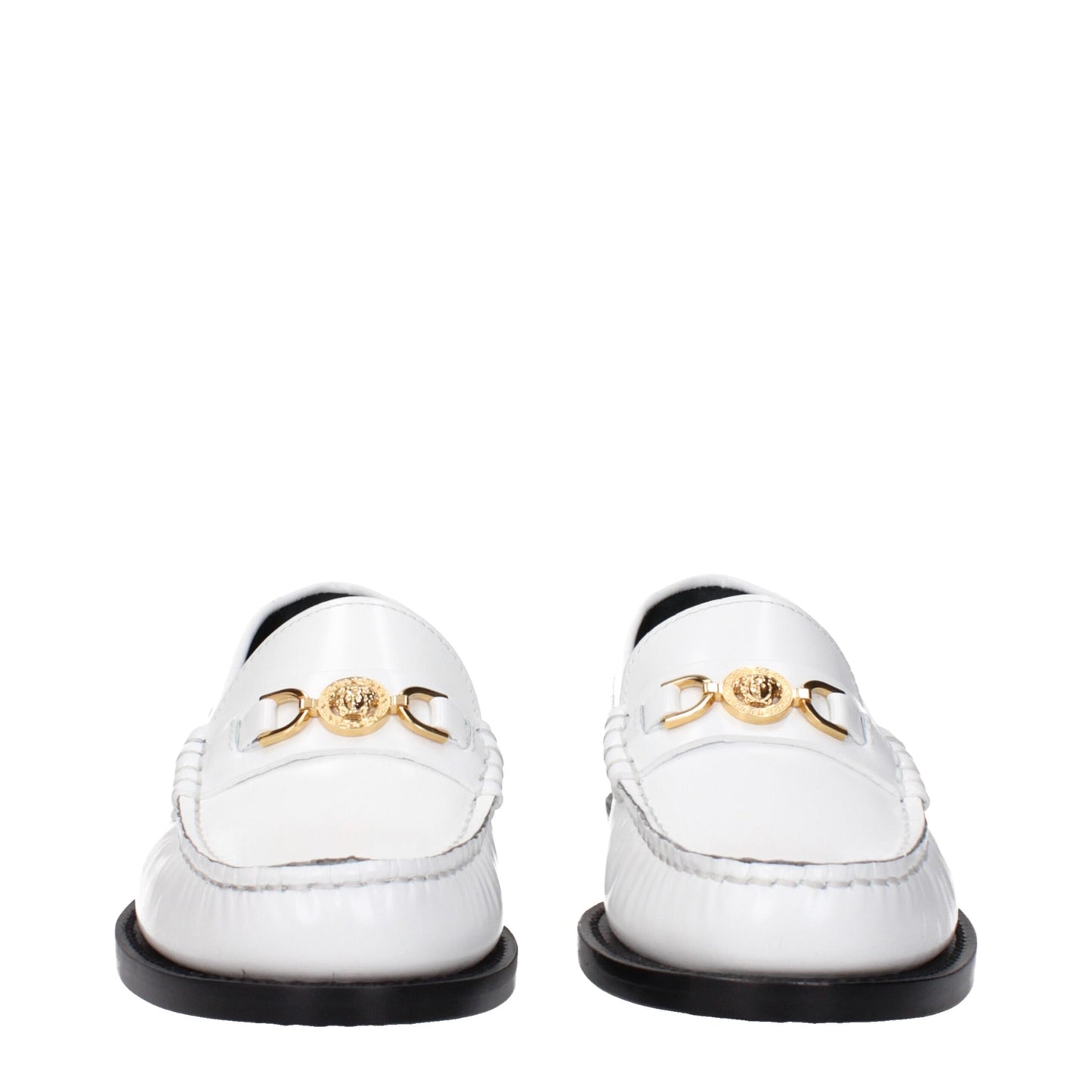 Versace White Leather Slip-On Loafers