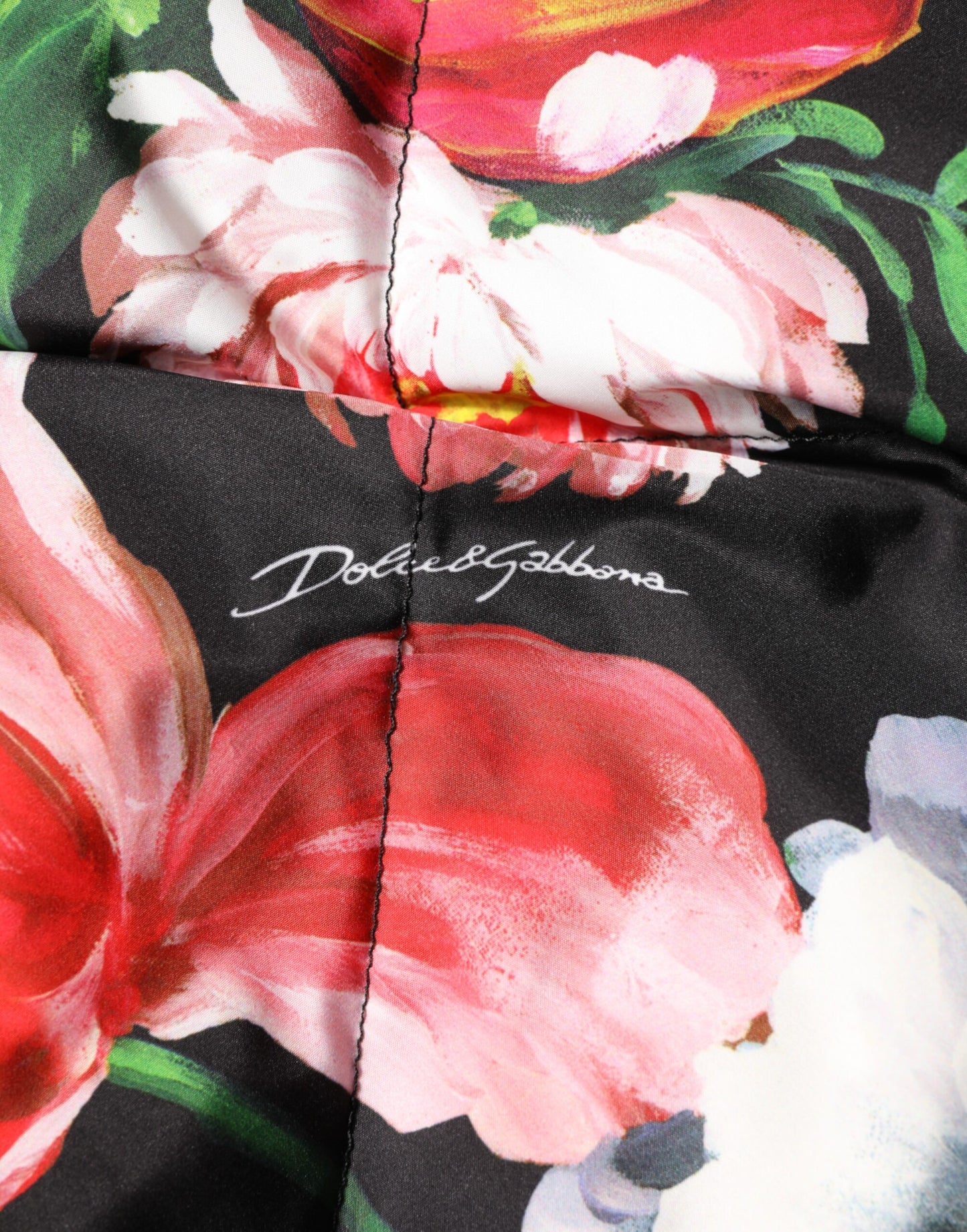 Dolce & Gabbana Multicolor Floral Hooded Puffer Coat Jacket