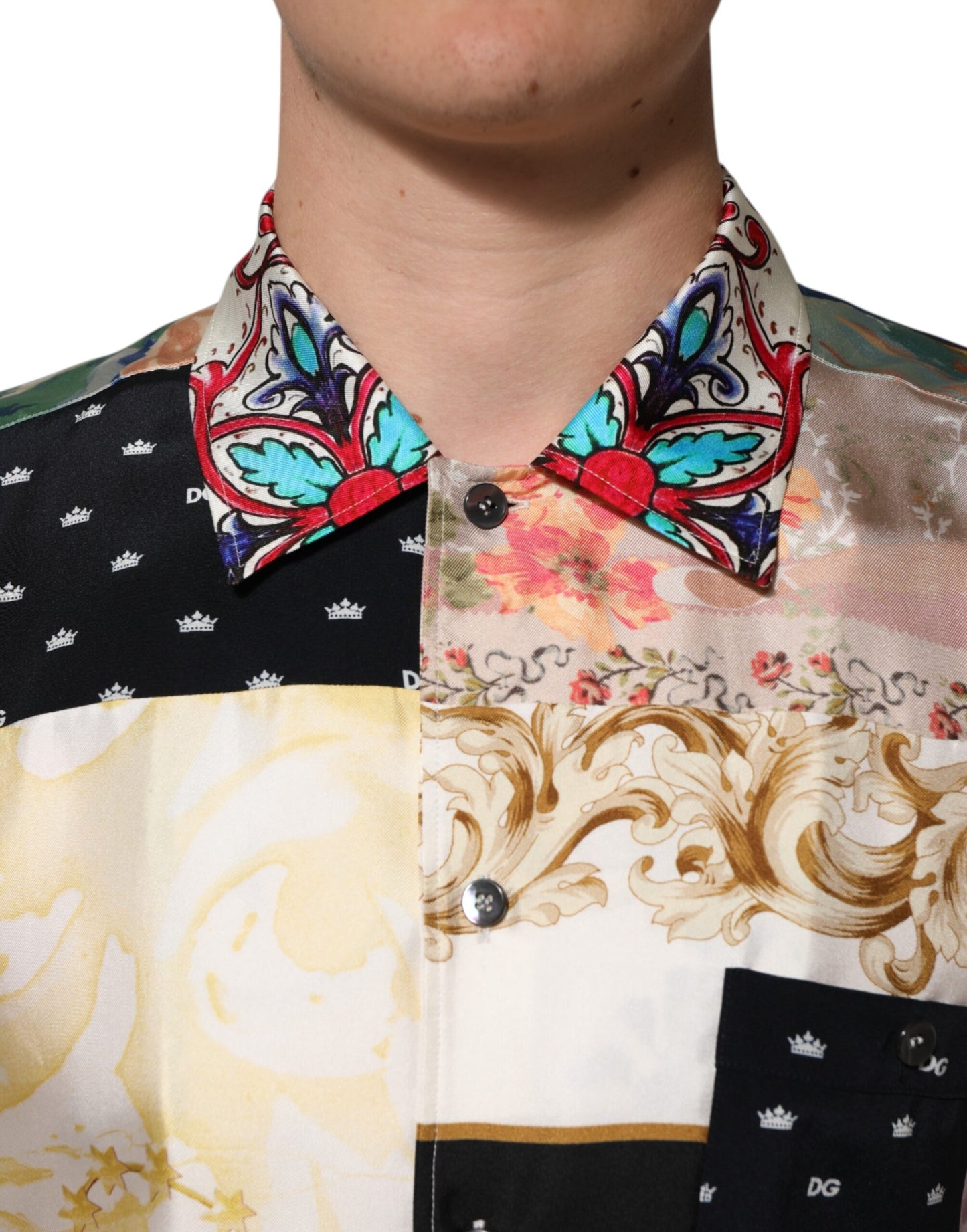 Dolce & Gabbana Multicolor Printed Button Down Casual Shirt