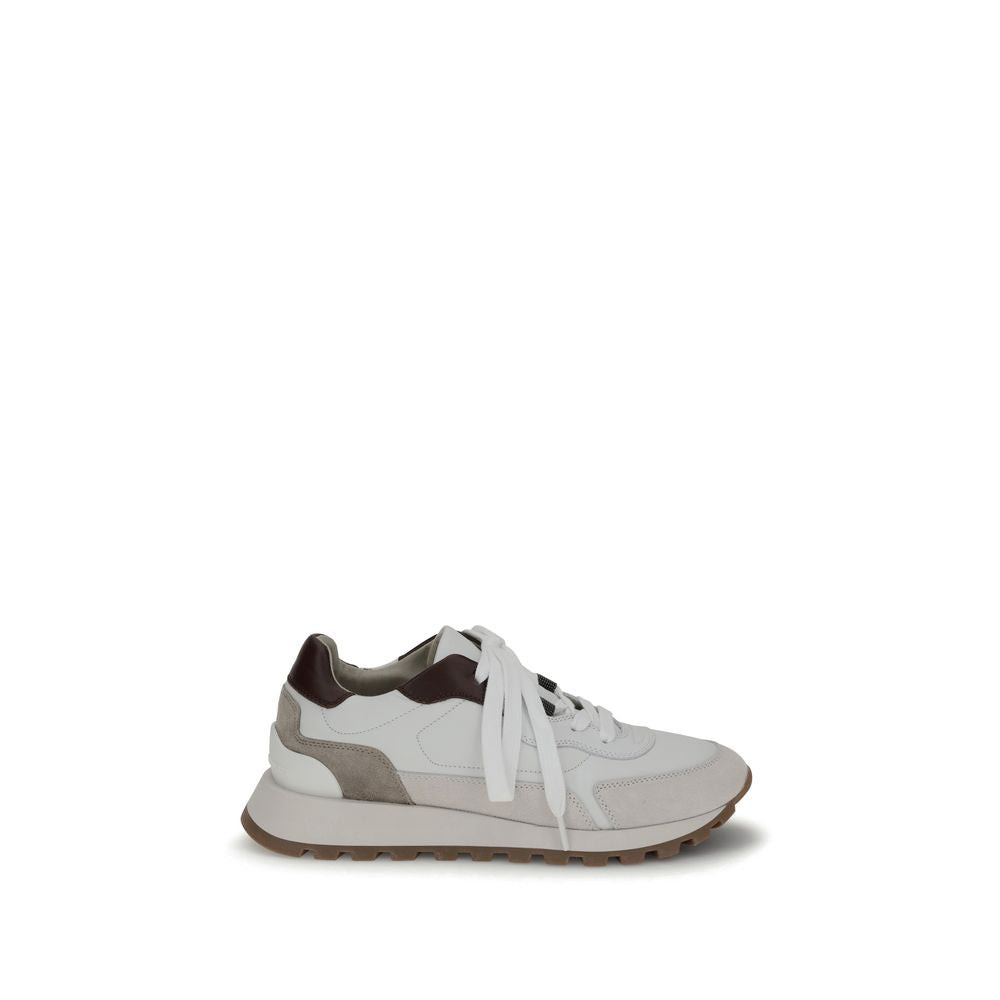 Brunello Cucinelli White Leather Athletic Sneakers