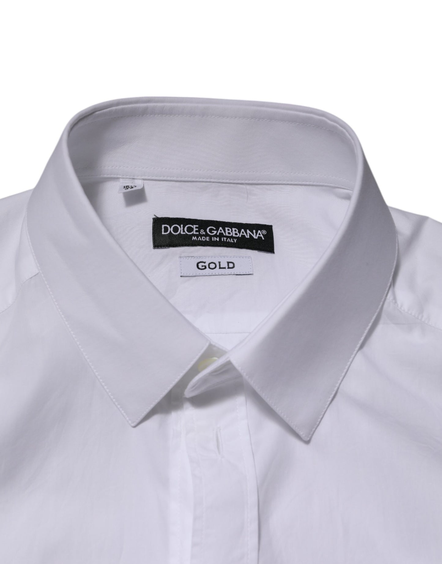 Dolce & Gabbana White Cotton GOLD Formal Men Longsleeves Shirt